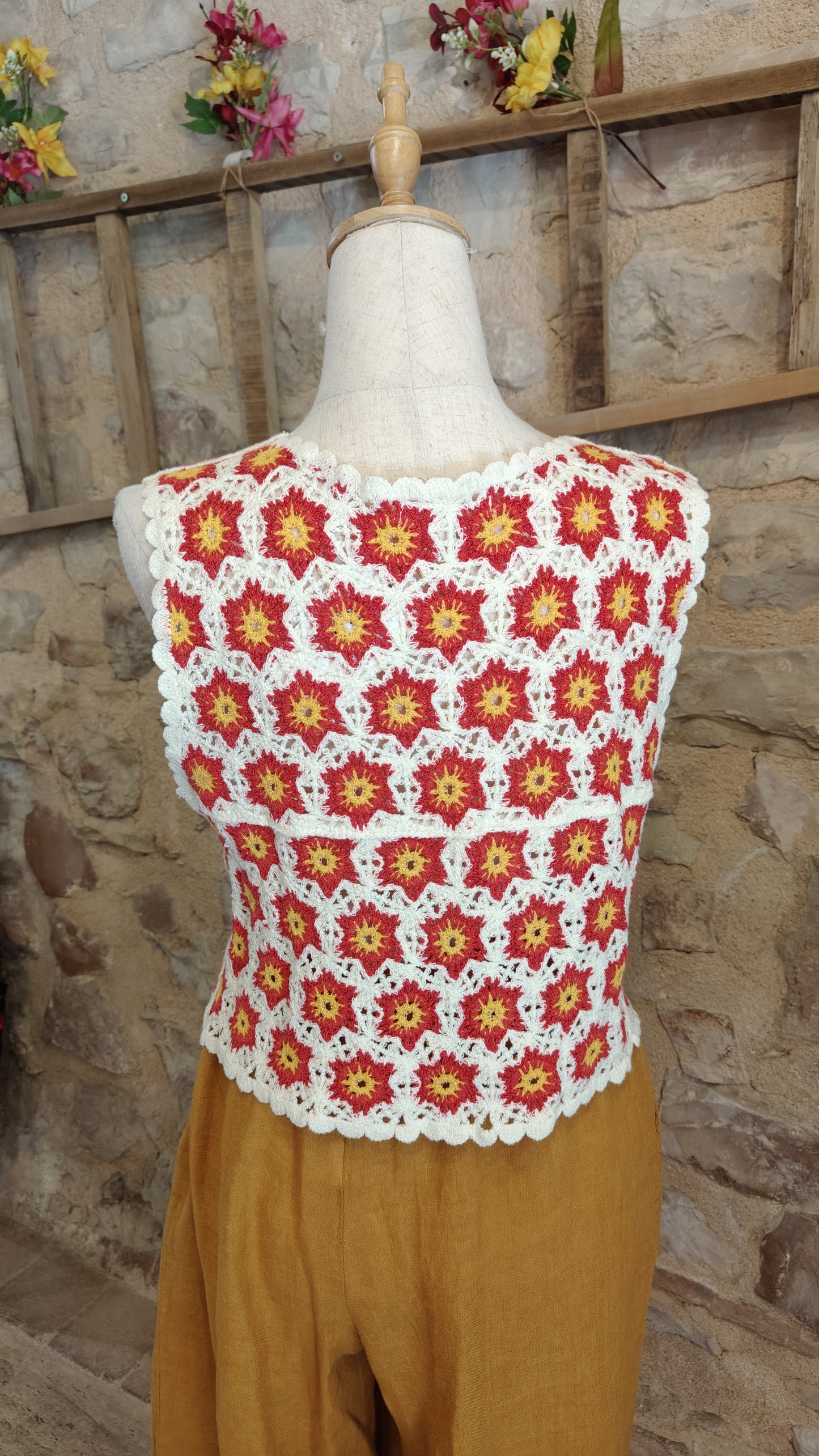 Gilet crochet rosso