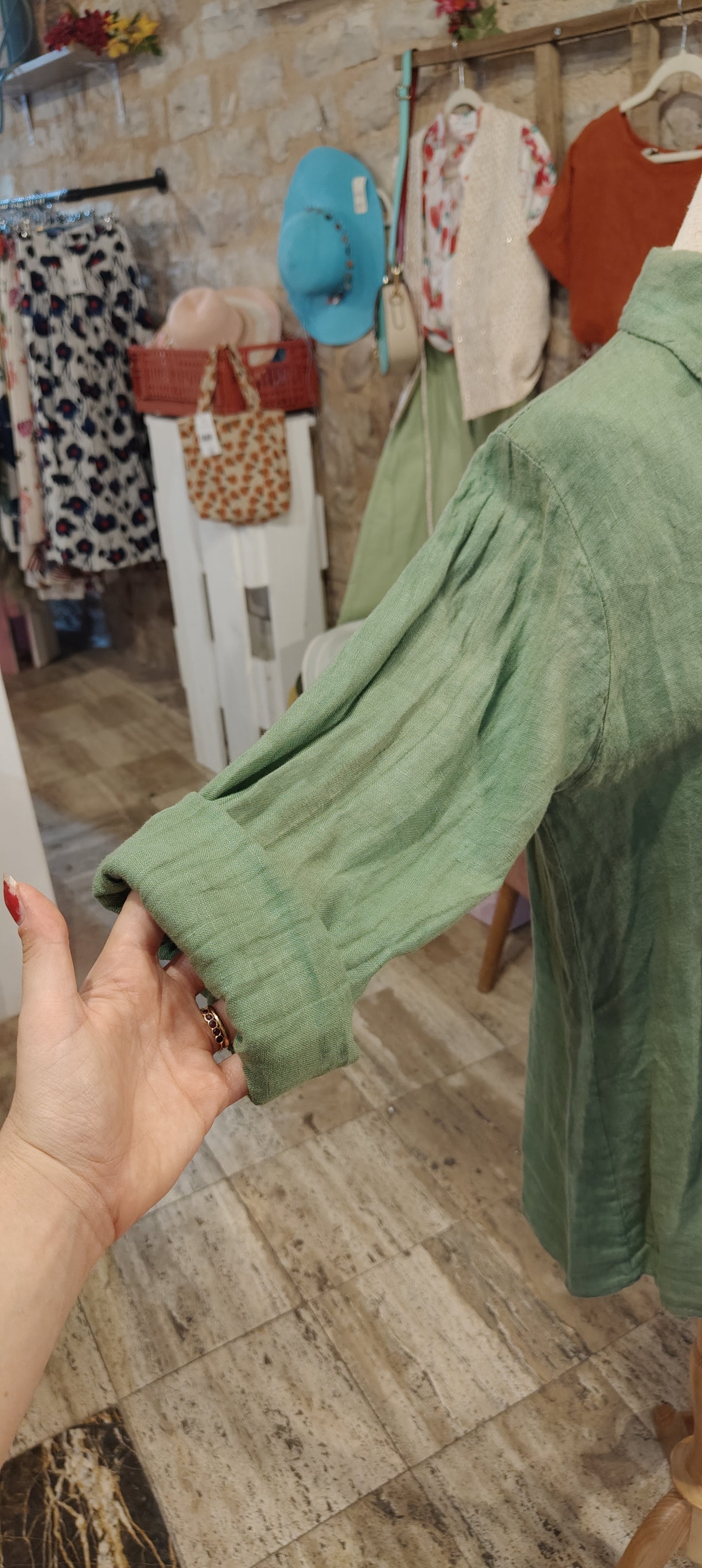 Camicia lino verde