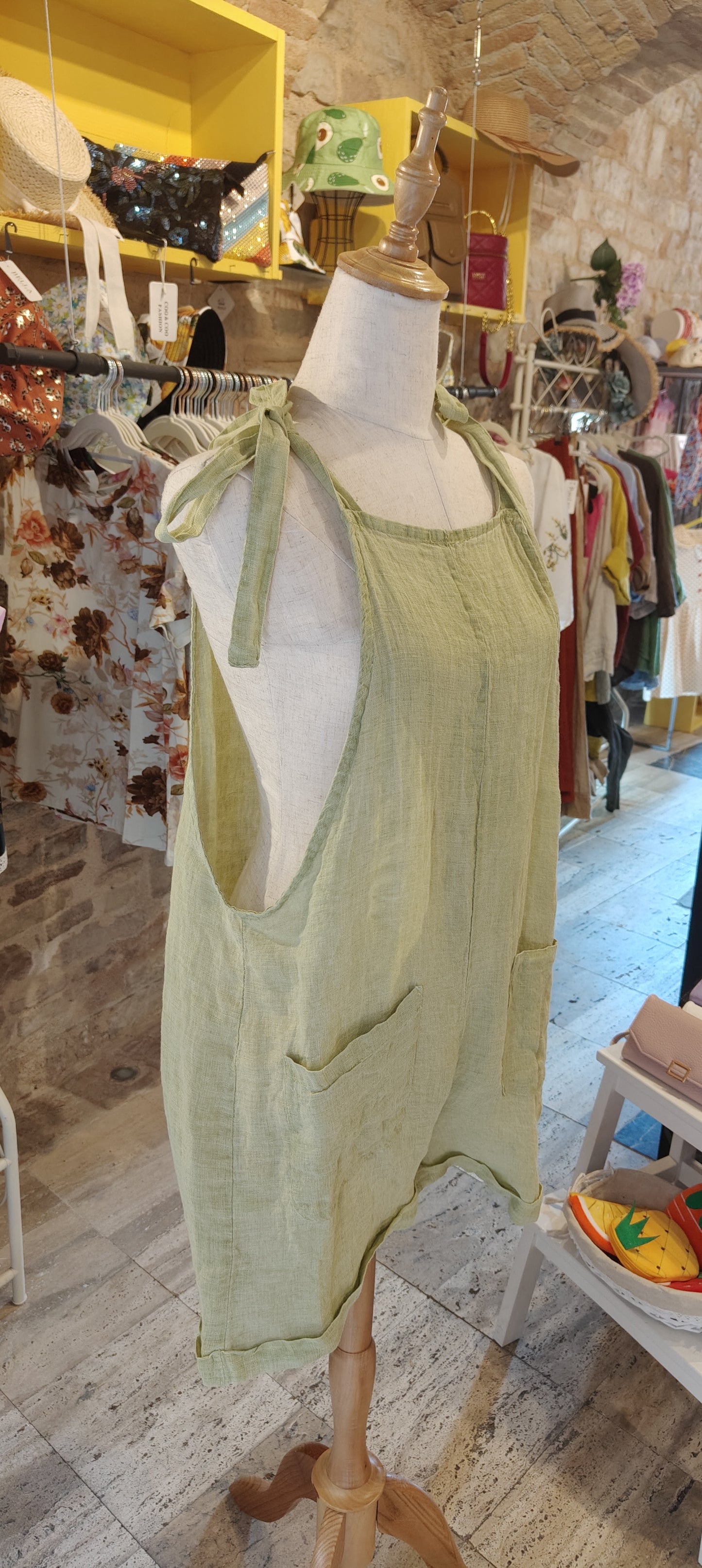 Salopette lino verde