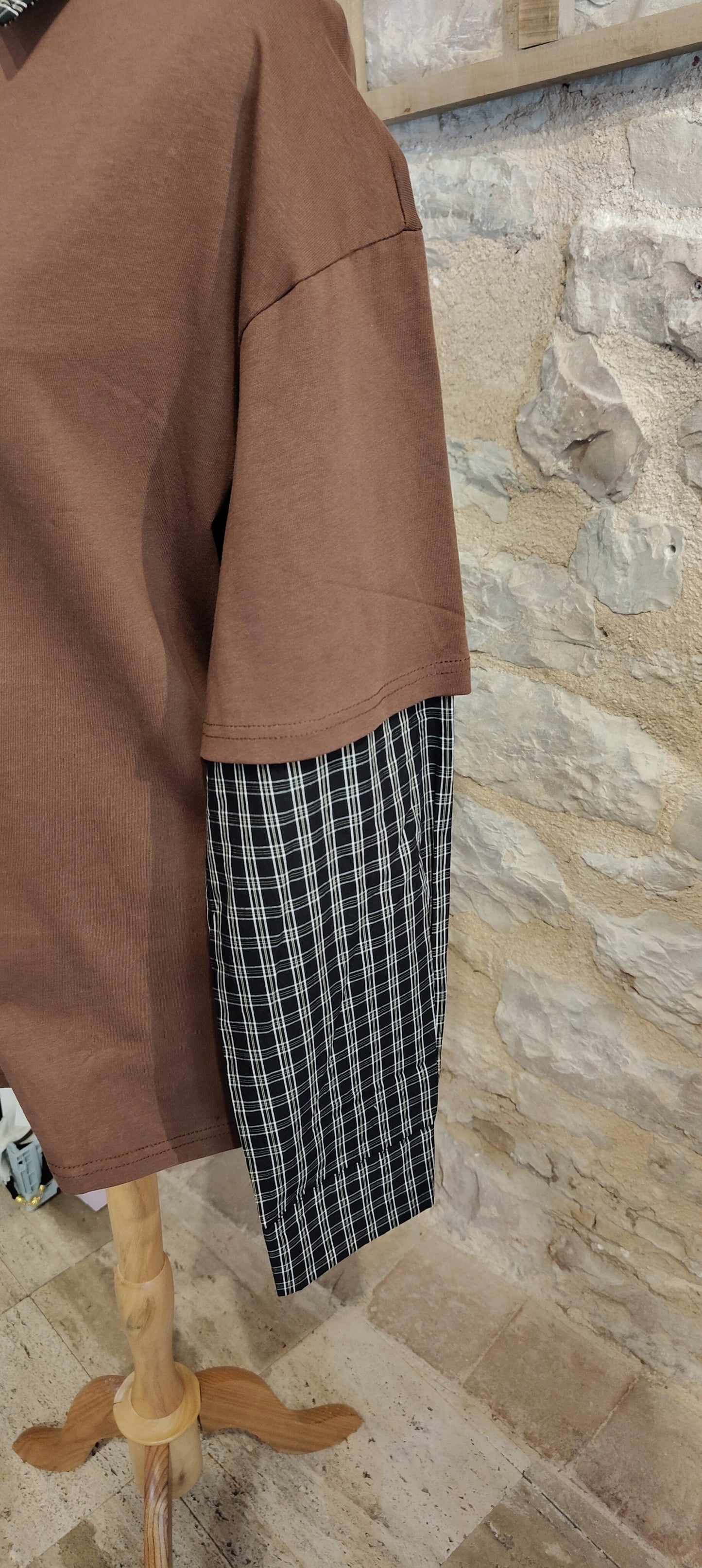 Maglia camicia marrone