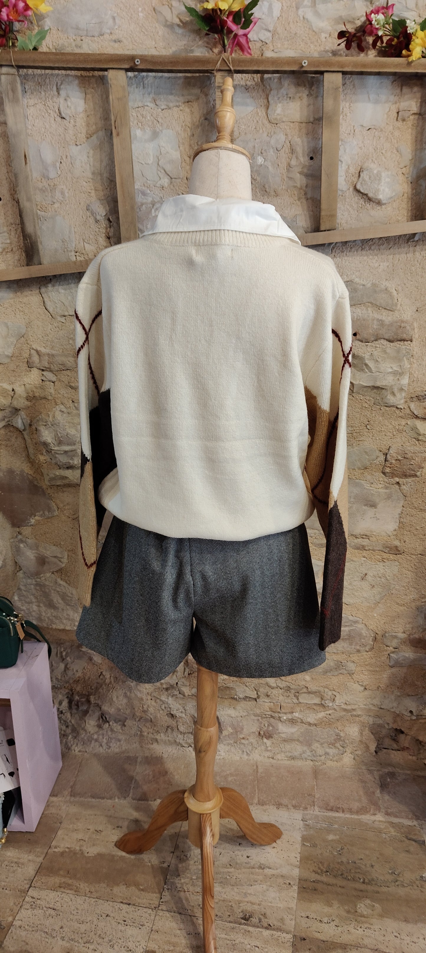 Maglioncino rombi beige