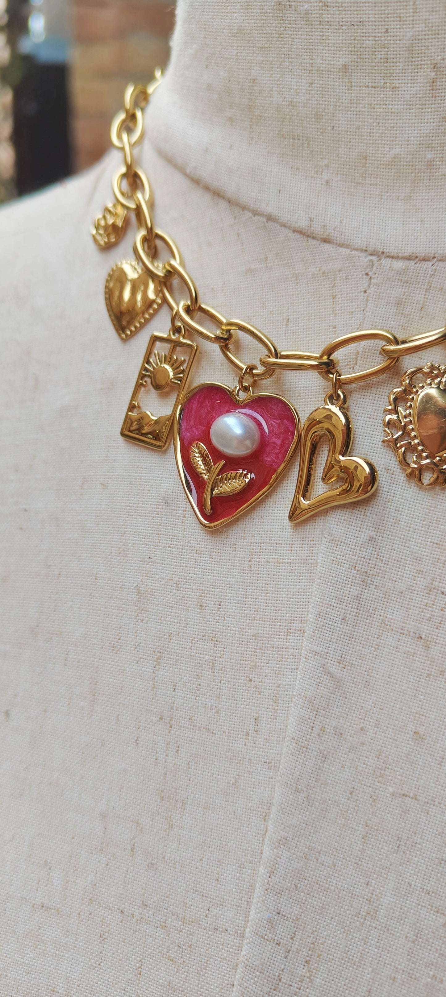 Collana cuori fucsia