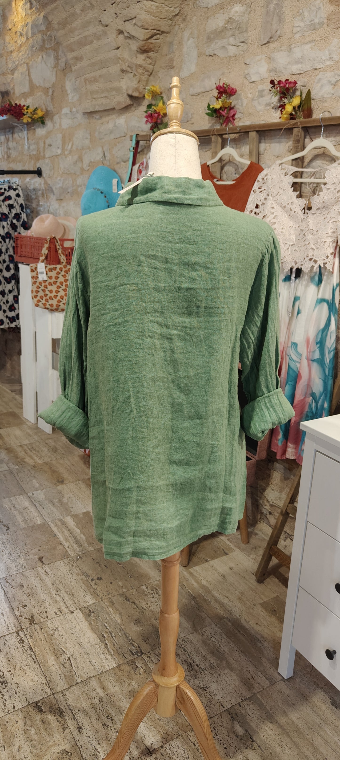 Camicia lino verde