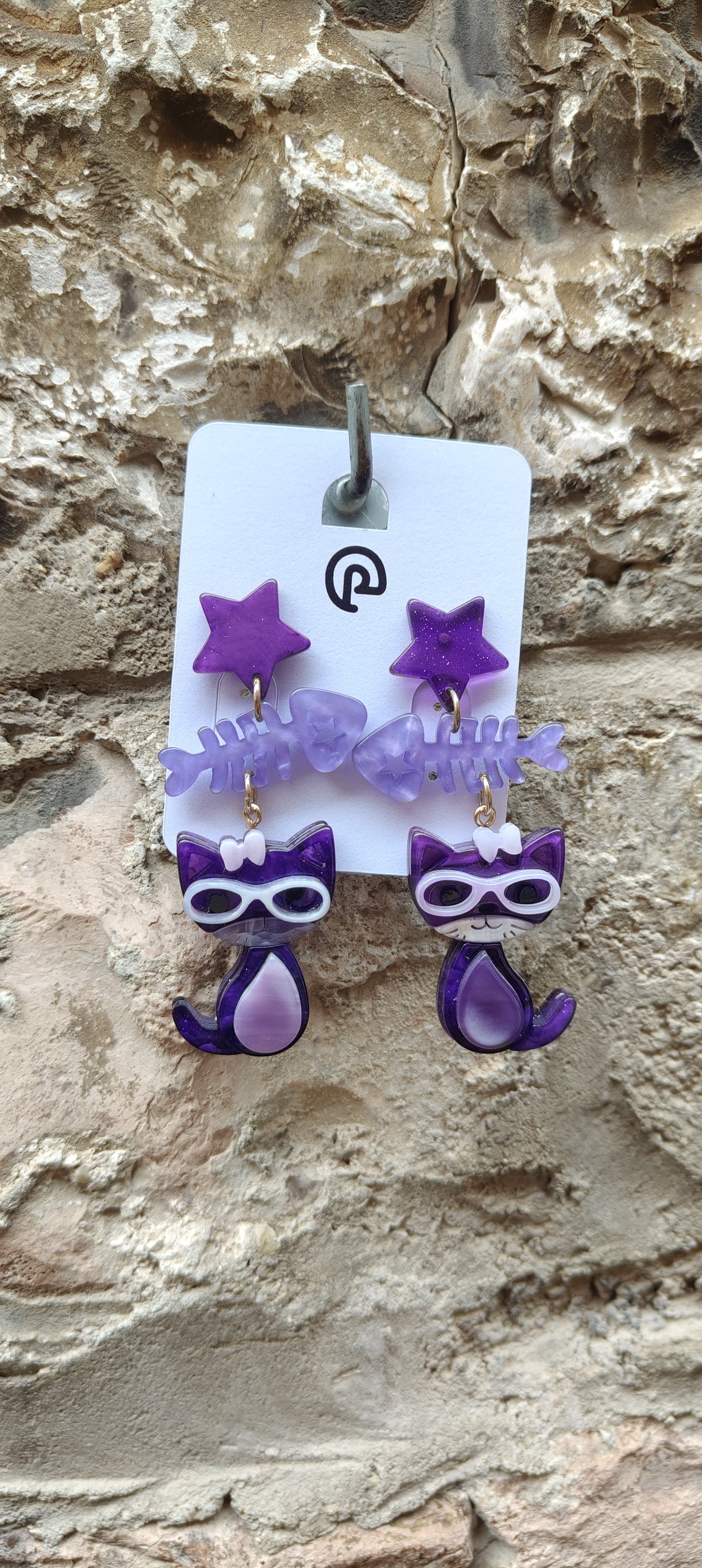 Orecchini gatto viola