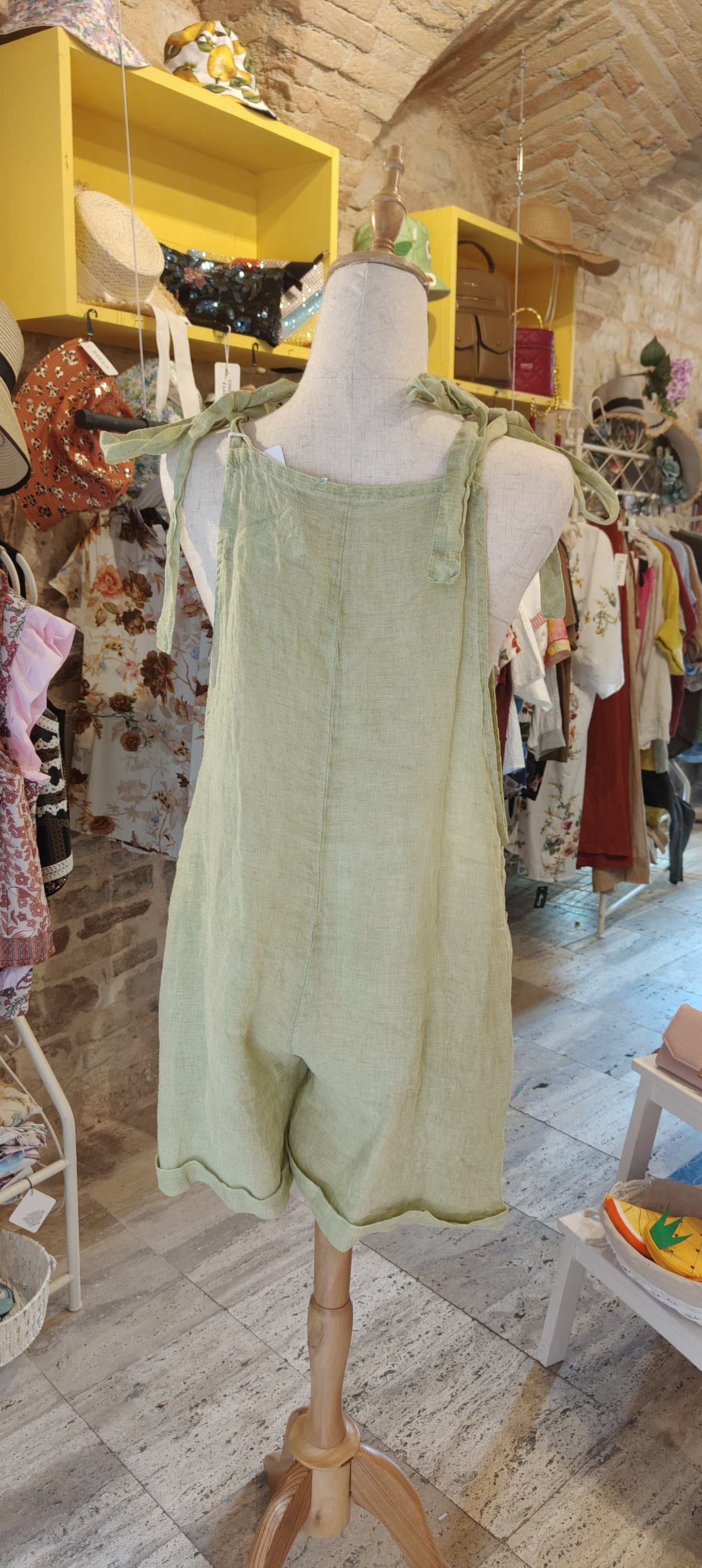 Salopette lino verde
