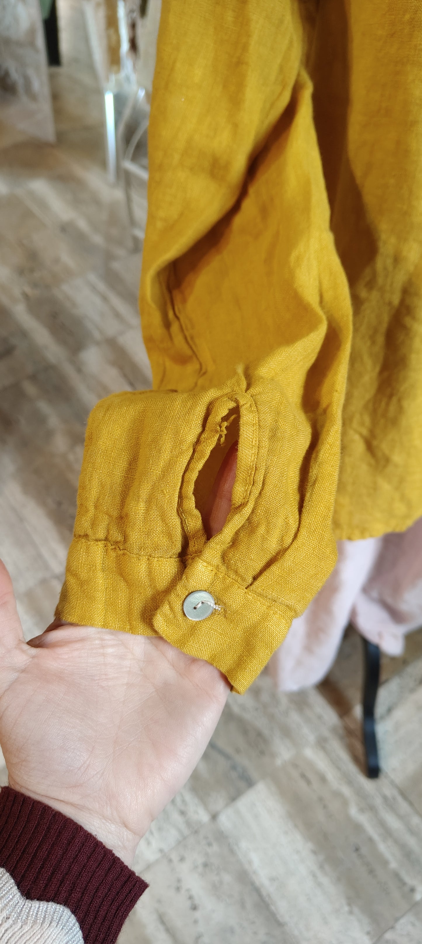 Camicia classica lino senape