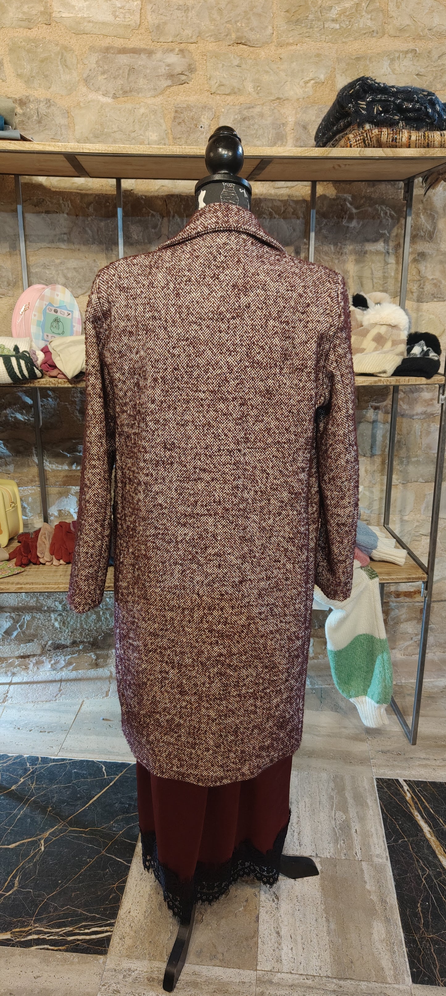 Cappotto pies de poule bordeaux