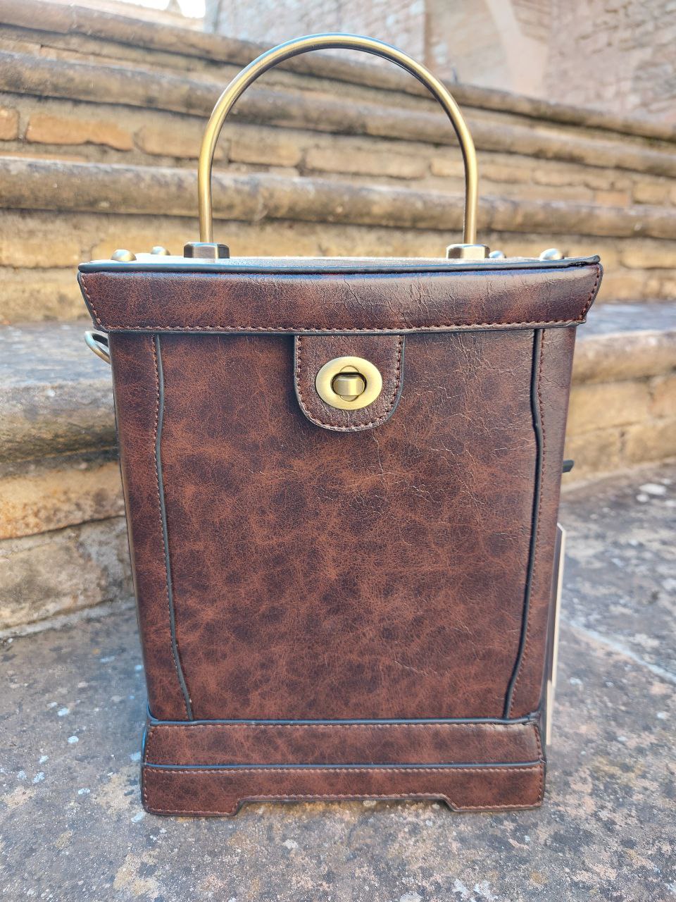 Borsa orologio rettangolare marrone