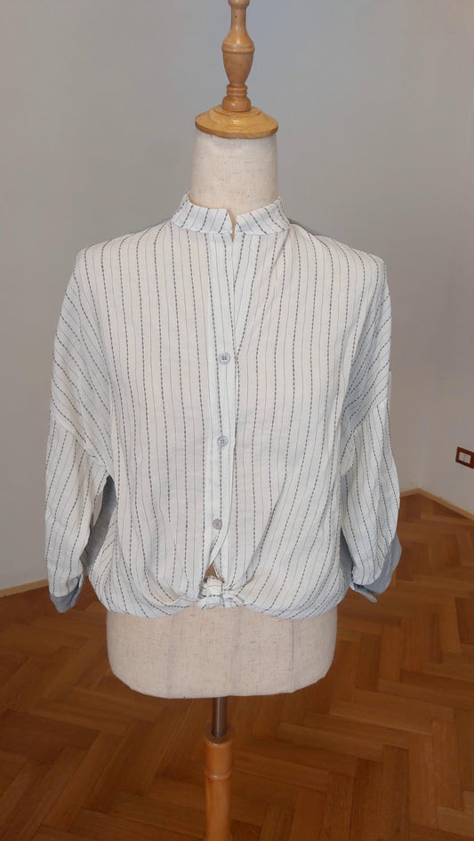 Camicia a righe ricamata