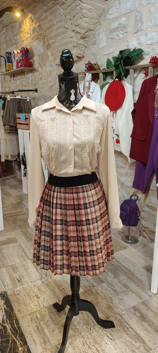 Gonna a balze tartan rosso