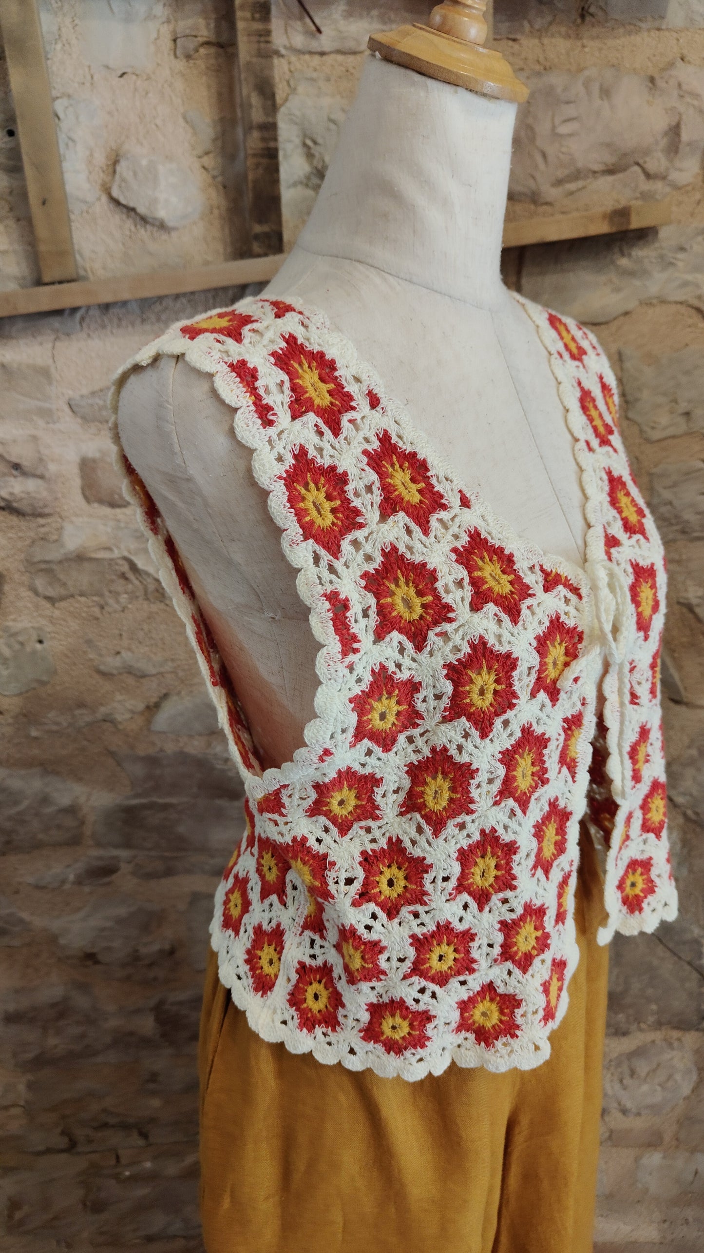 Gilet crochet rosso