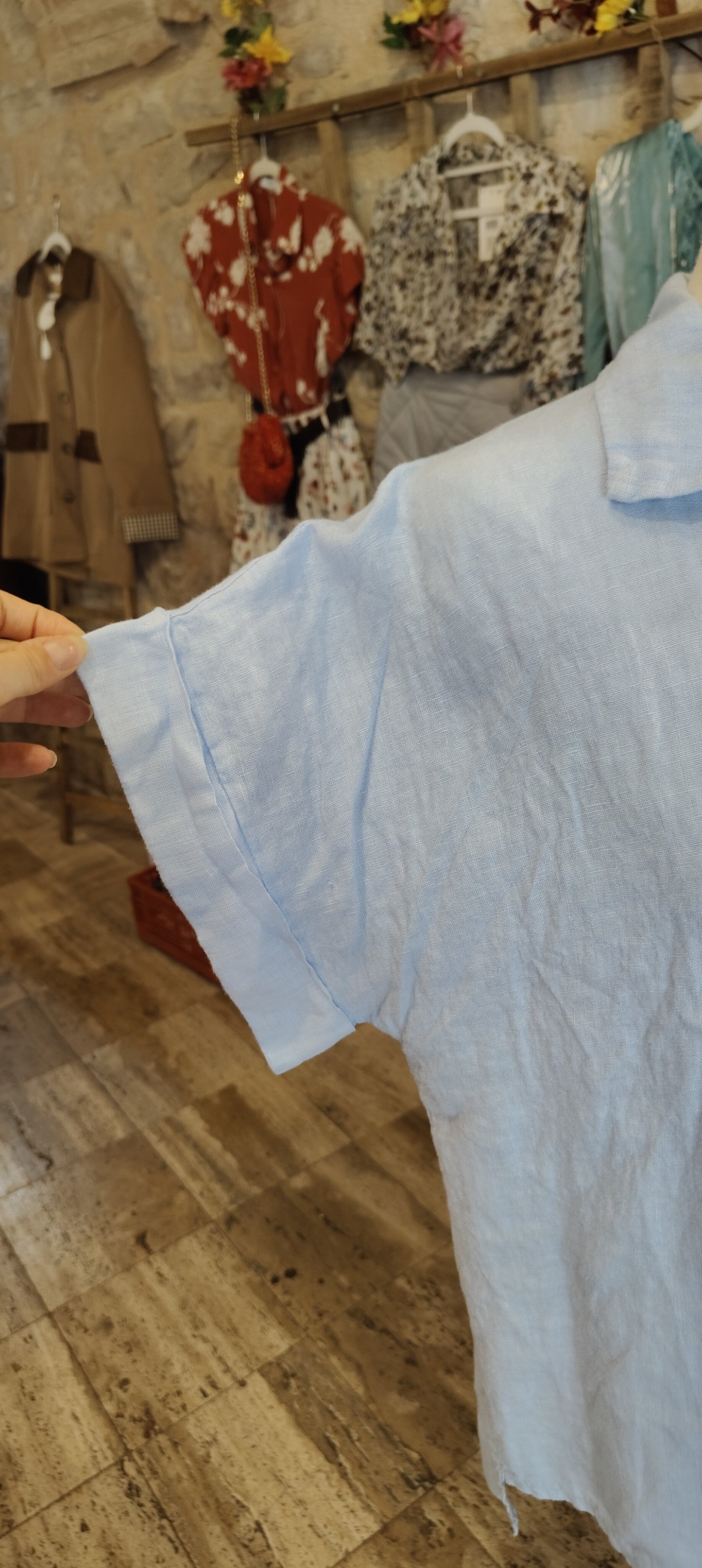 Camicia celeste lino