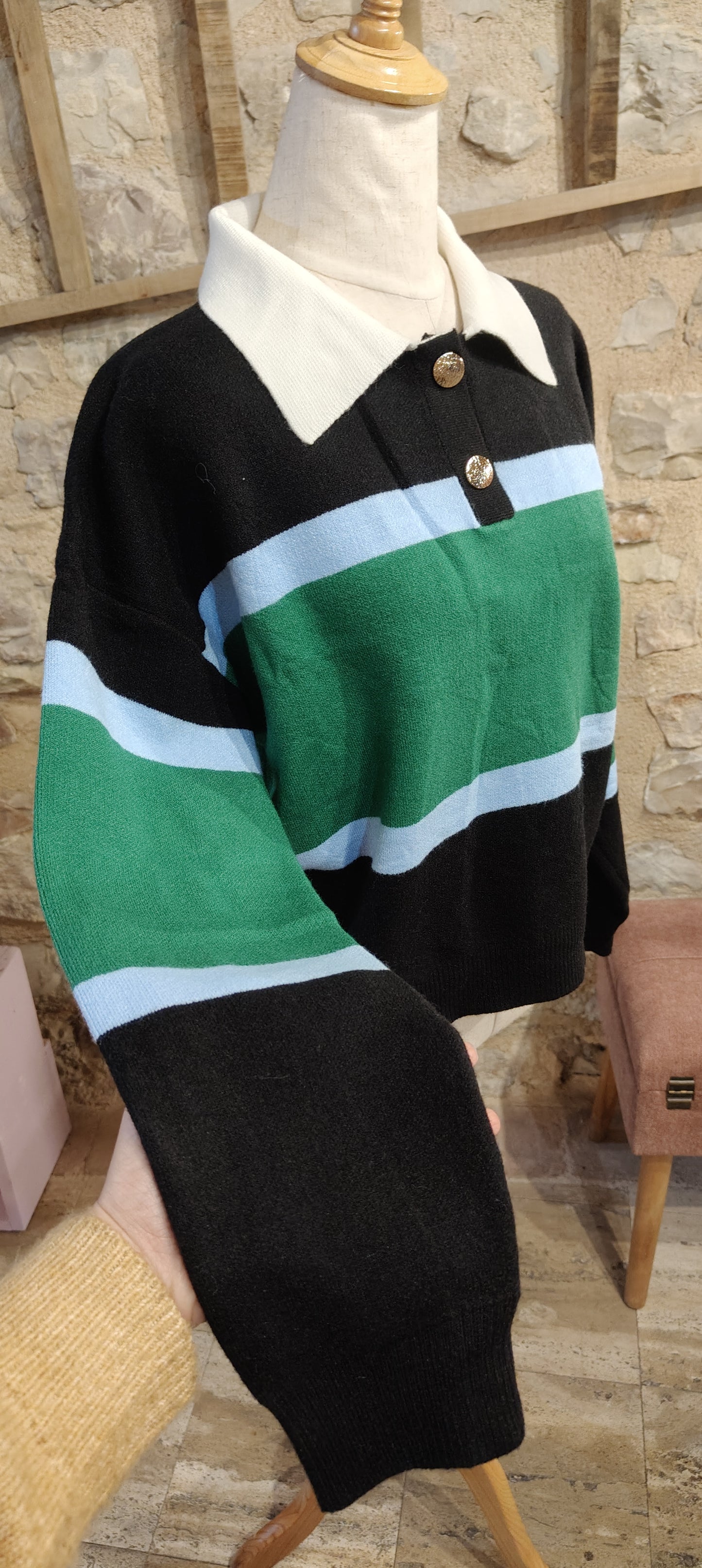 Maglioncino a righe verde