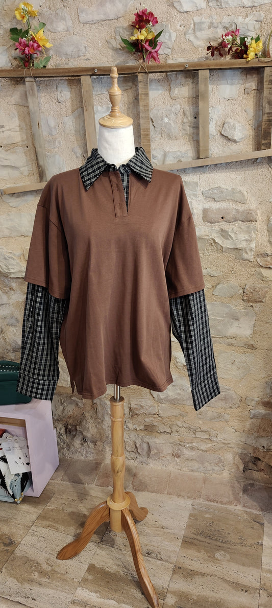 Maglia camicia marrone