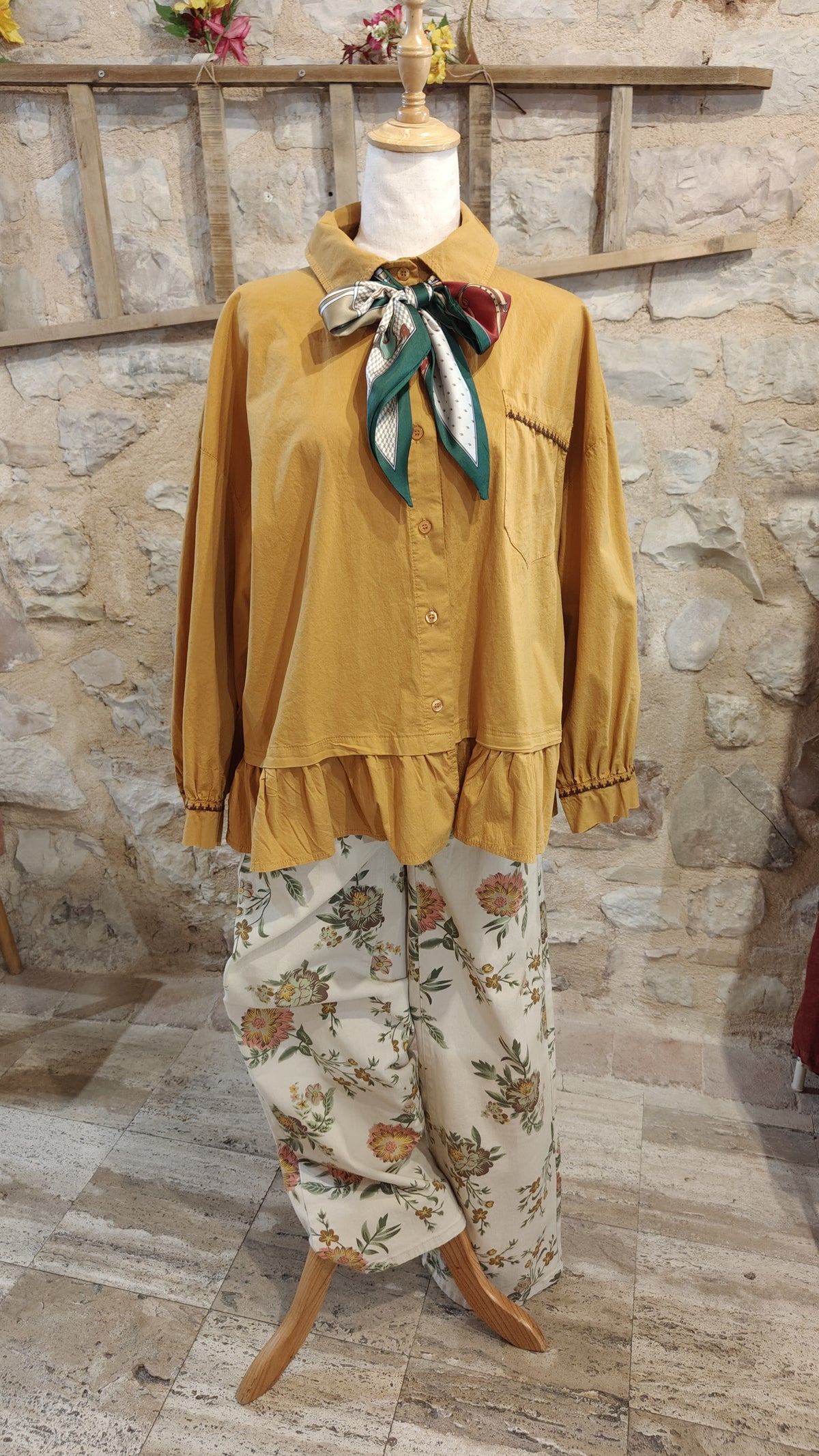 Camicia campanella senape