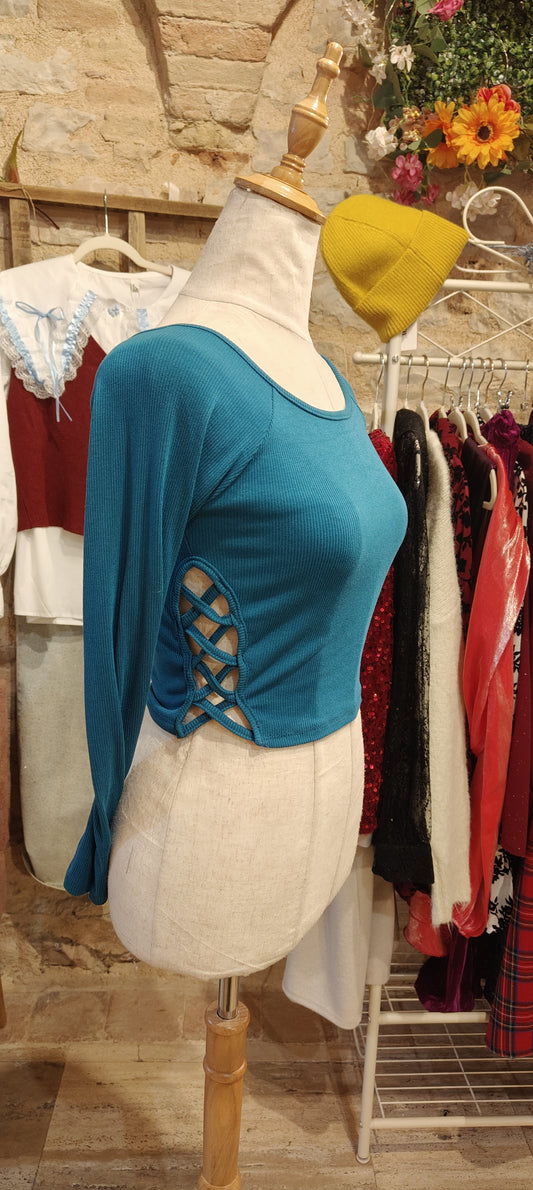 Maglia intreccio ottanio