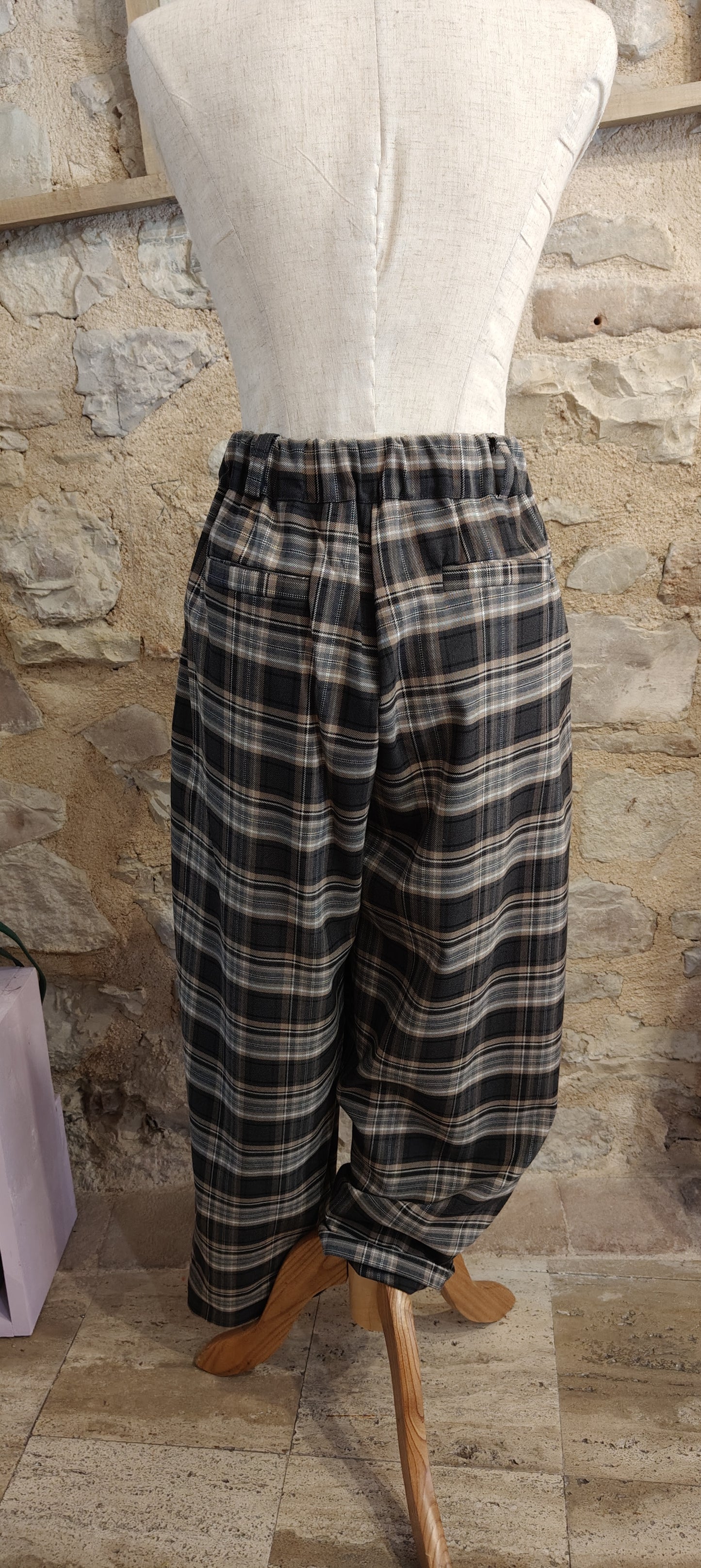 Pantalone baloon tartan beige