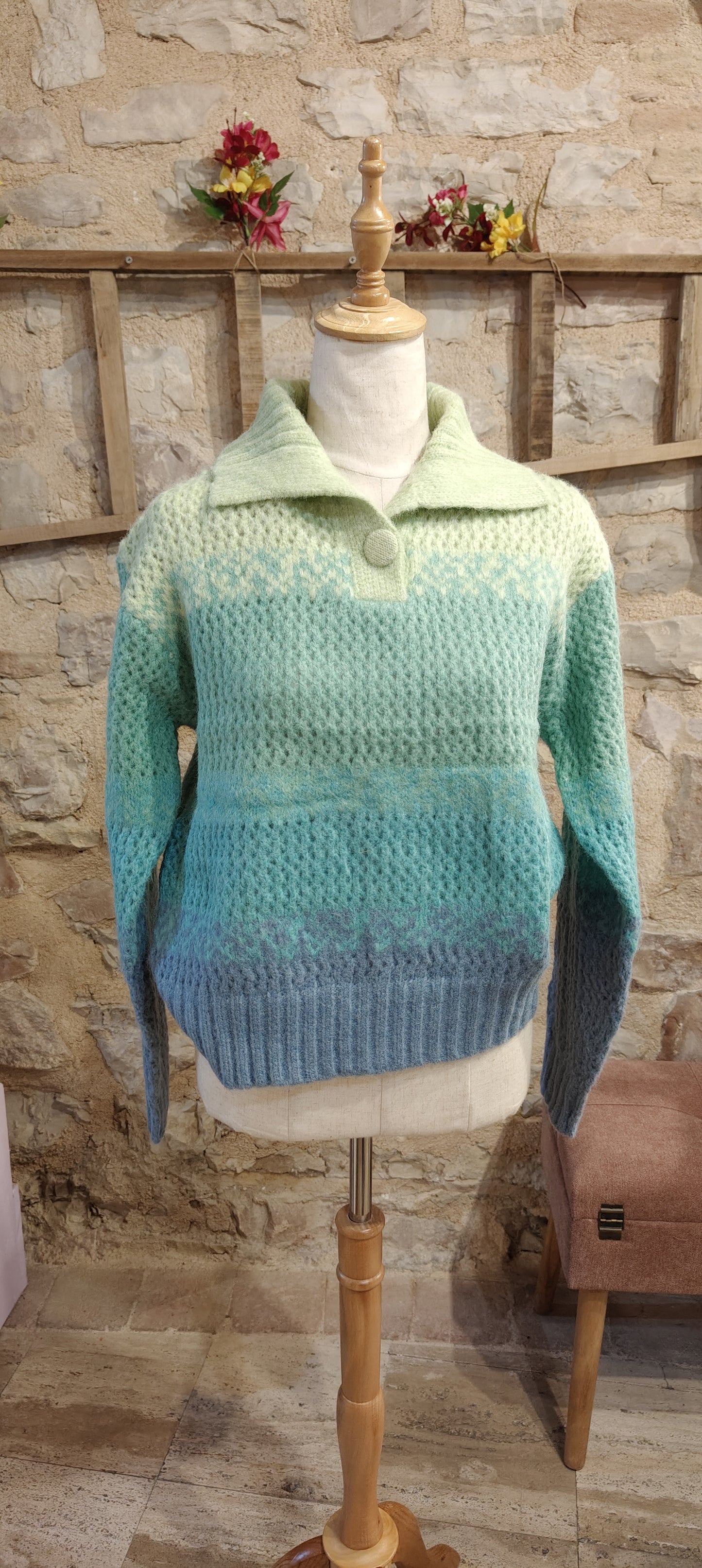 Maglioncino tricolore azzurro