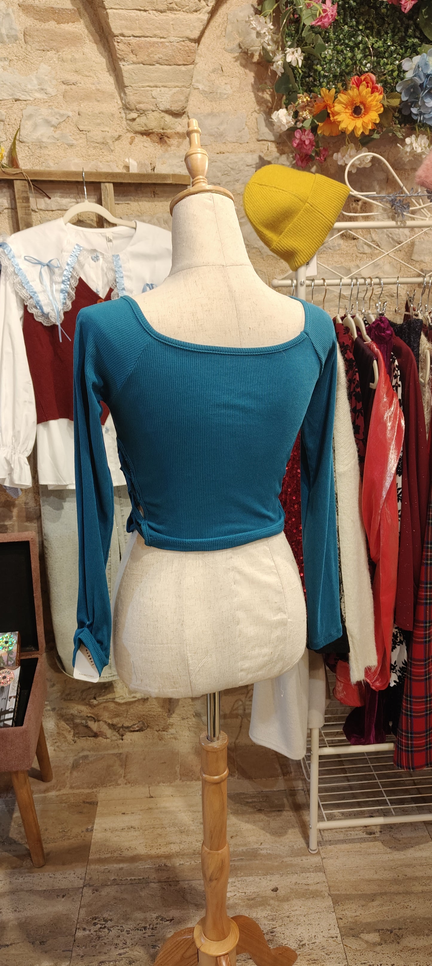 Maglia intreccio ottanio