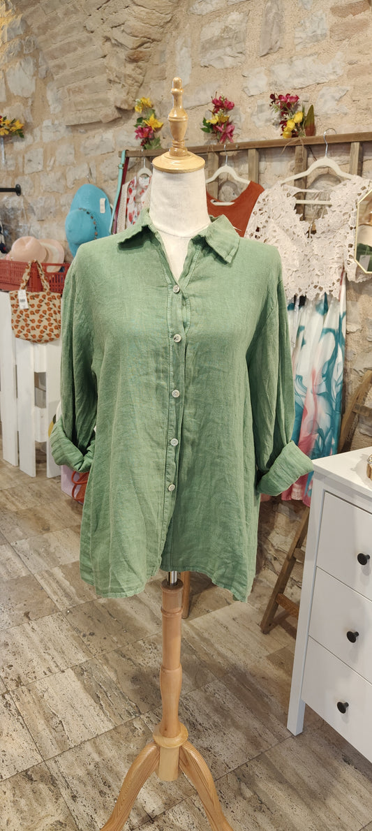 Camicia lino verde