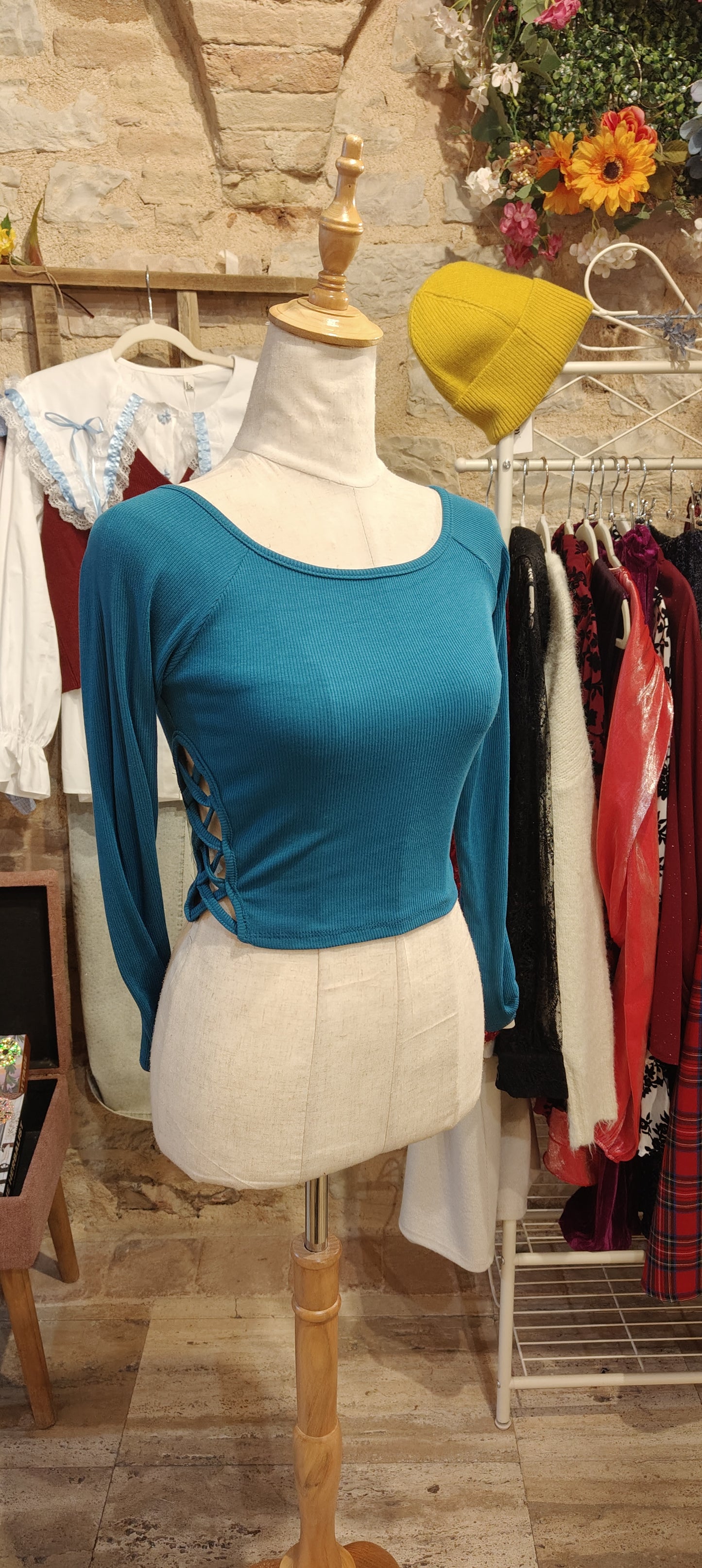 Maglia intreccio ottanio