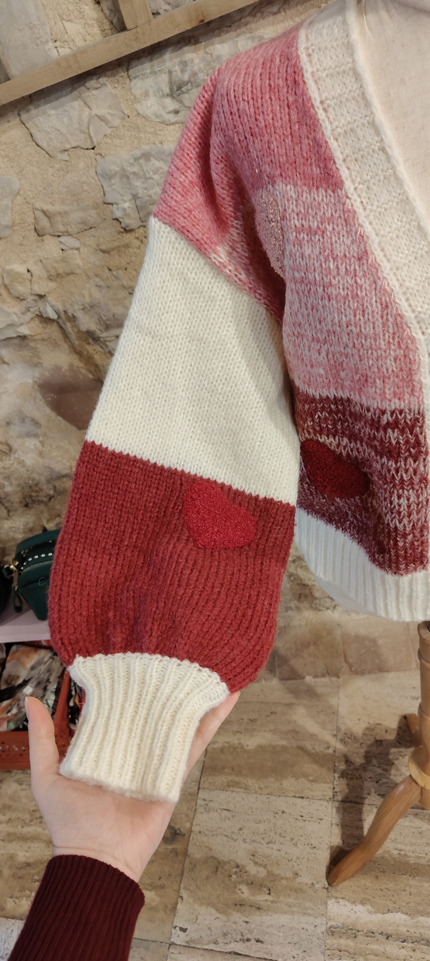 Cardigan cuoricini rosa