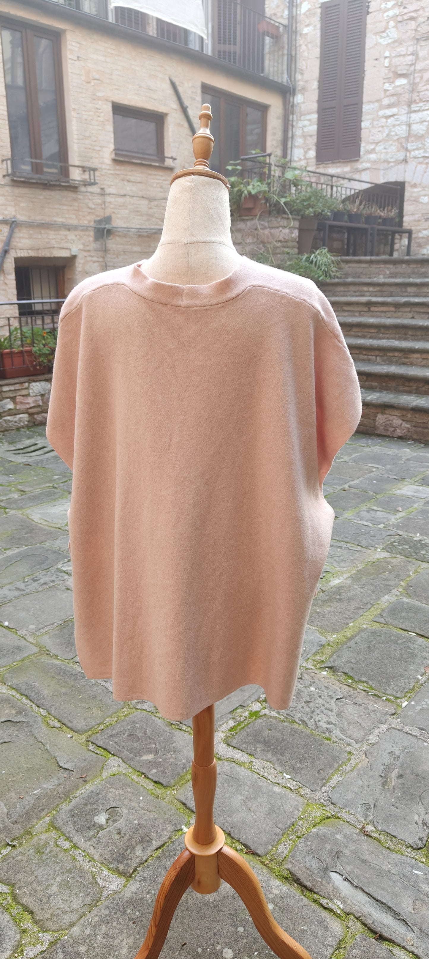 Gilet/poncho rosa antico