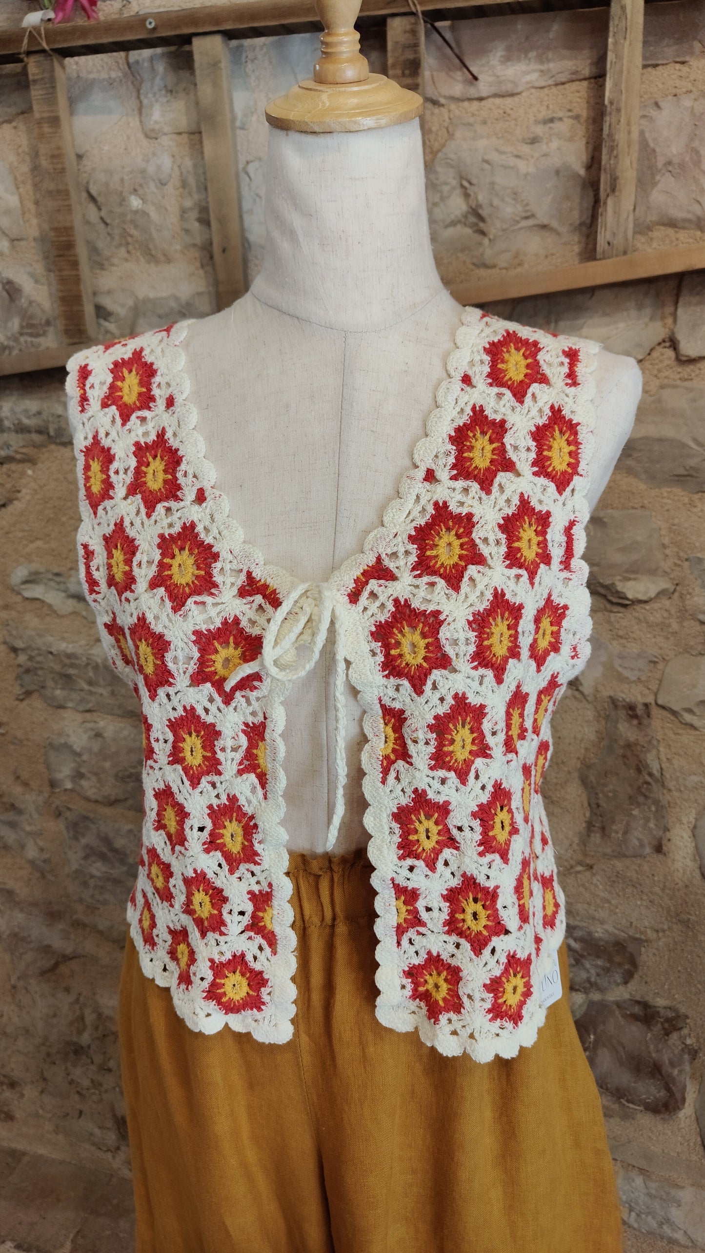 Gilet crochet rosso