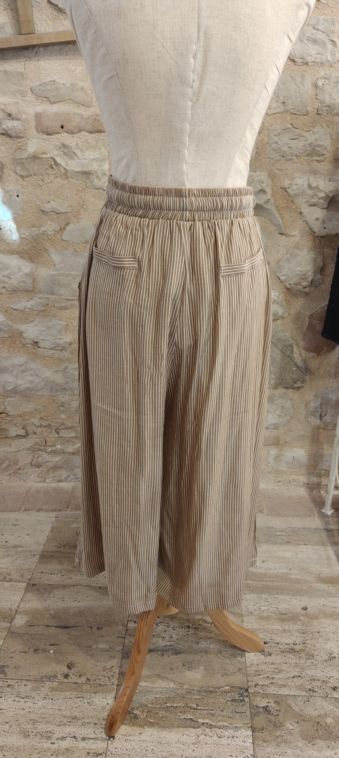 Pantaloni righette senape