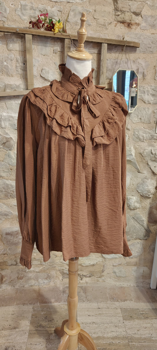 Blusa bonton marrone