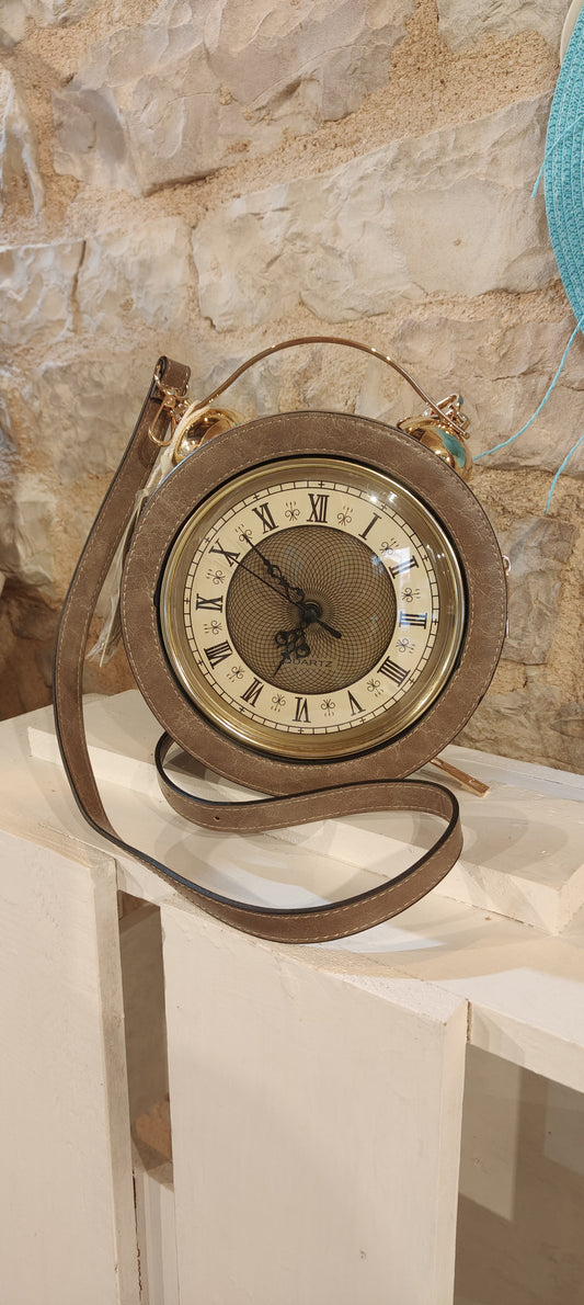 Borsa orologio taupe