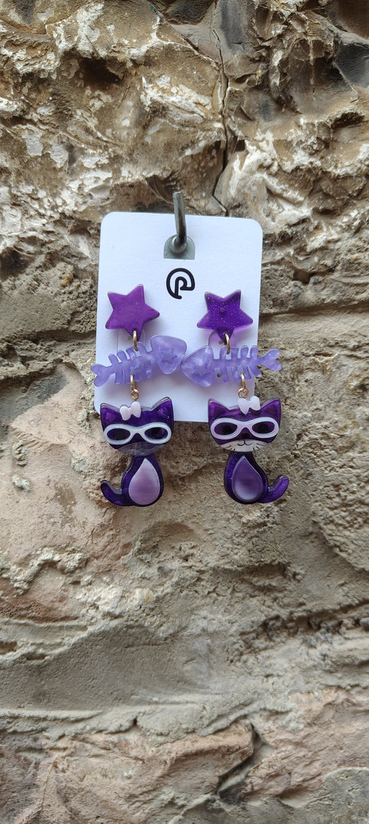 Orecchini gatto viola