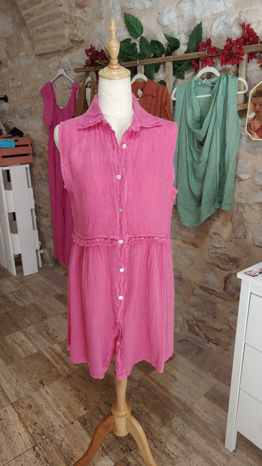 Abito lino fucsia