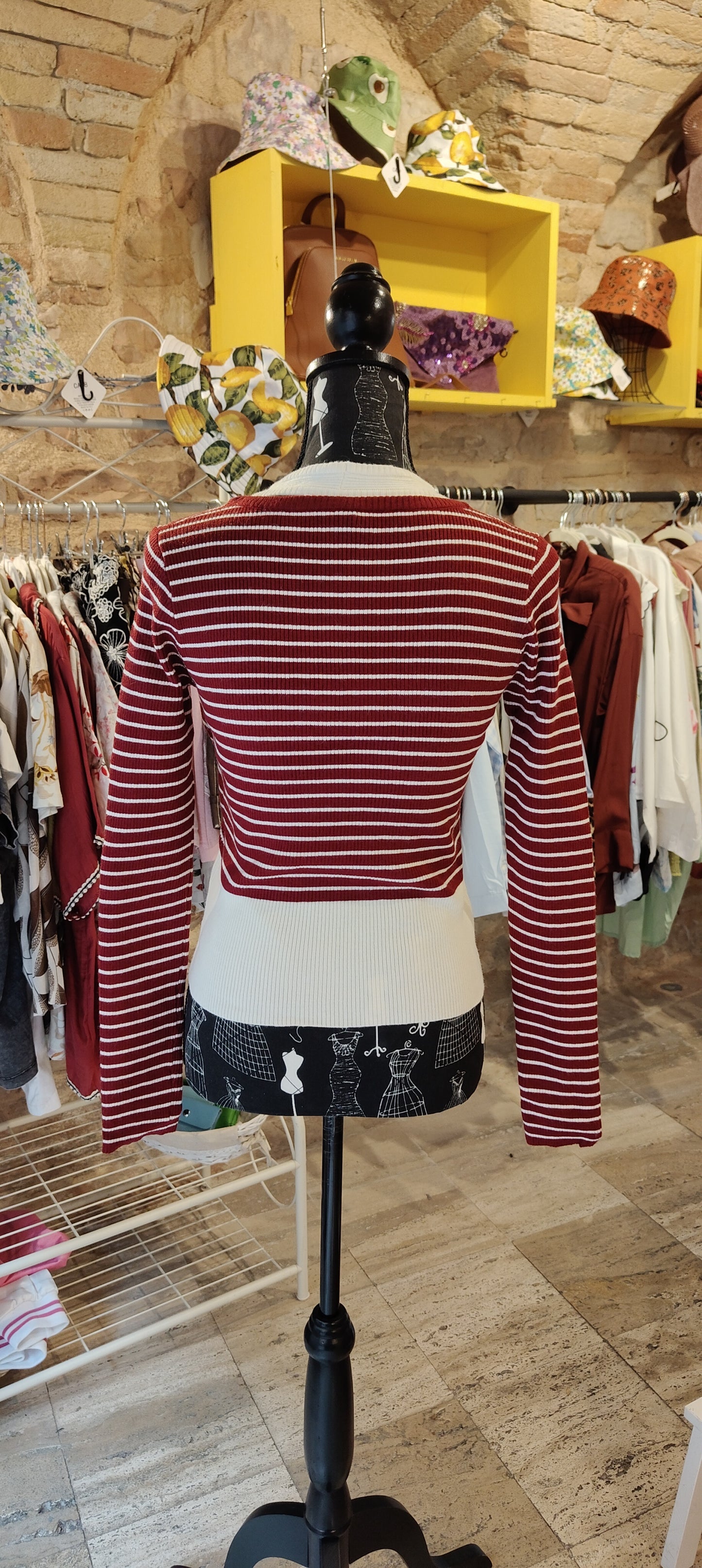 Maglia a righe bordeaux