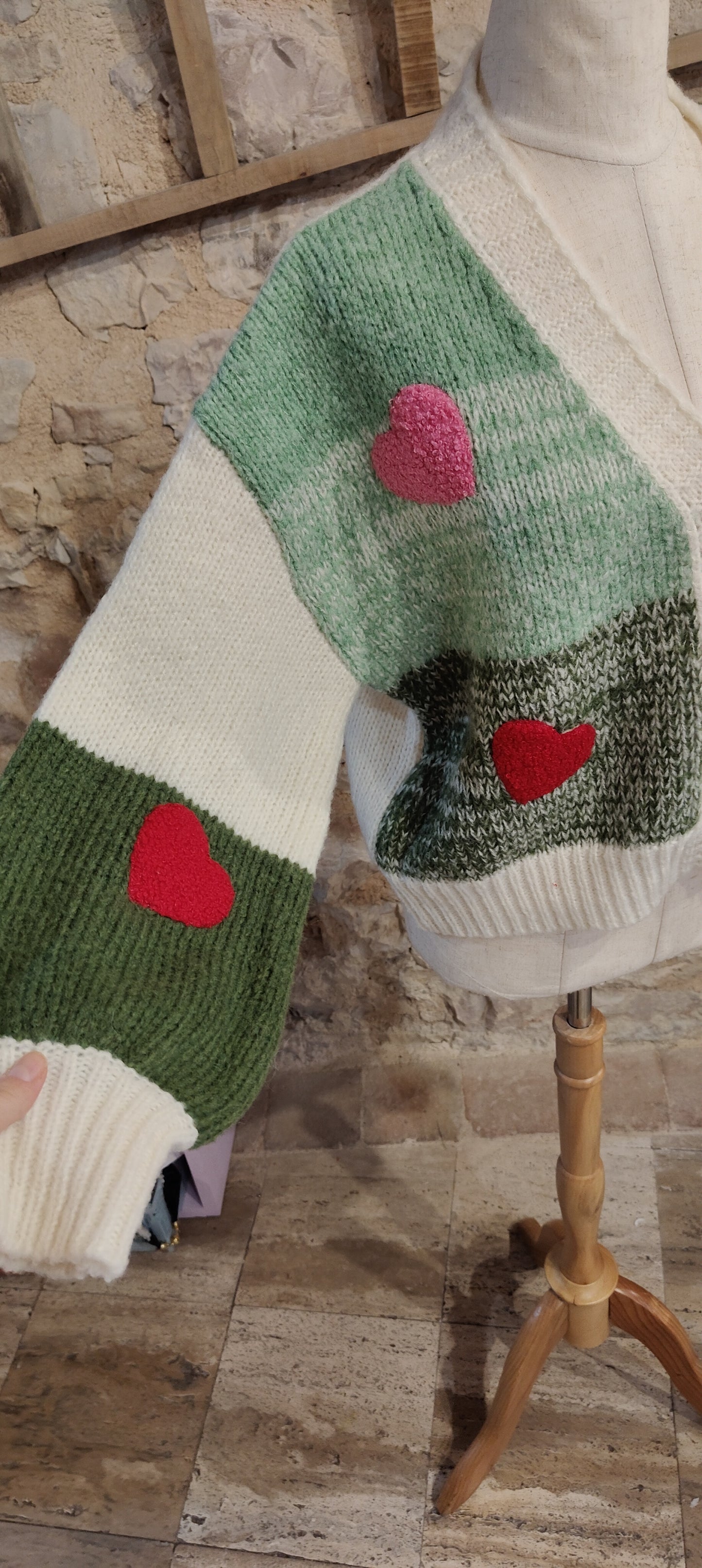 Cardigan cuoricini verde