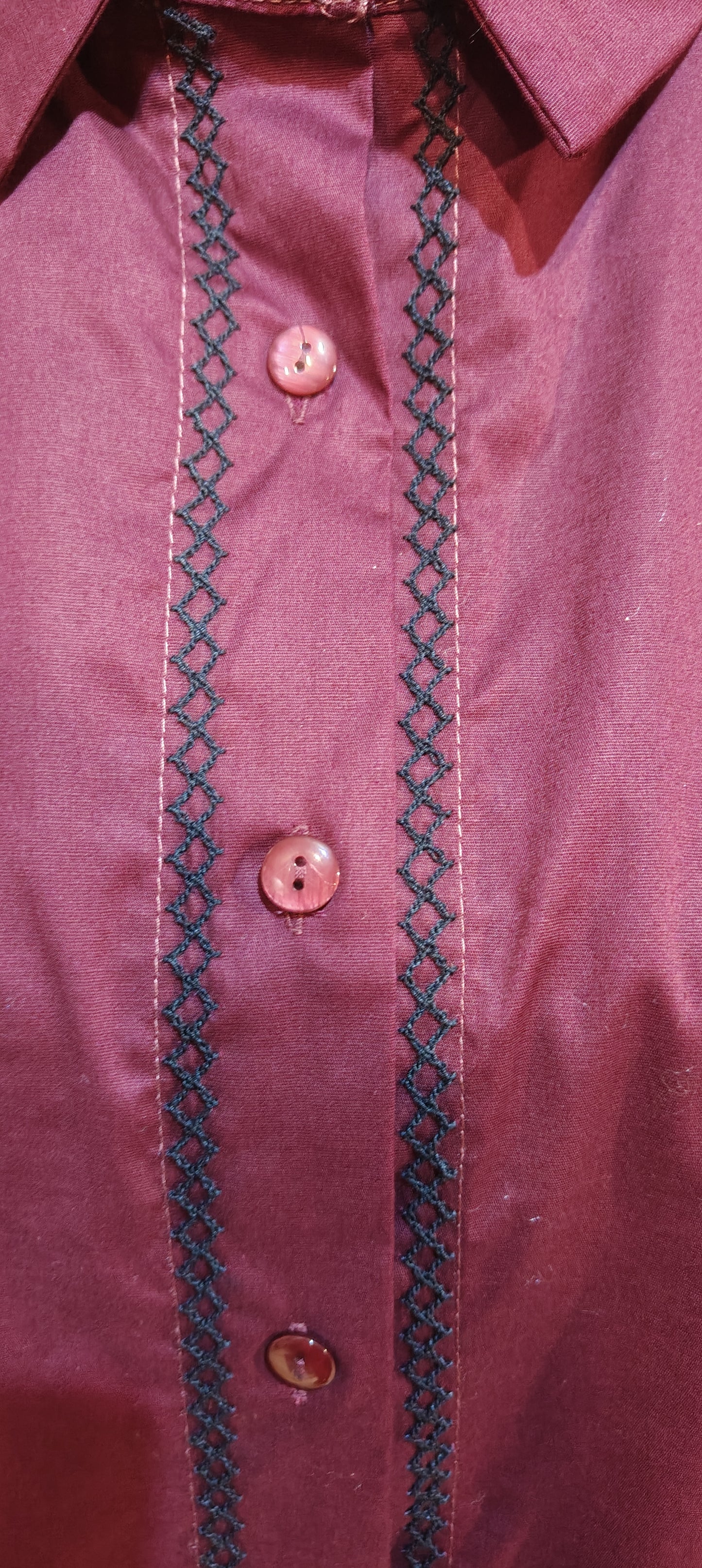 Camicia ricamata bordeaux