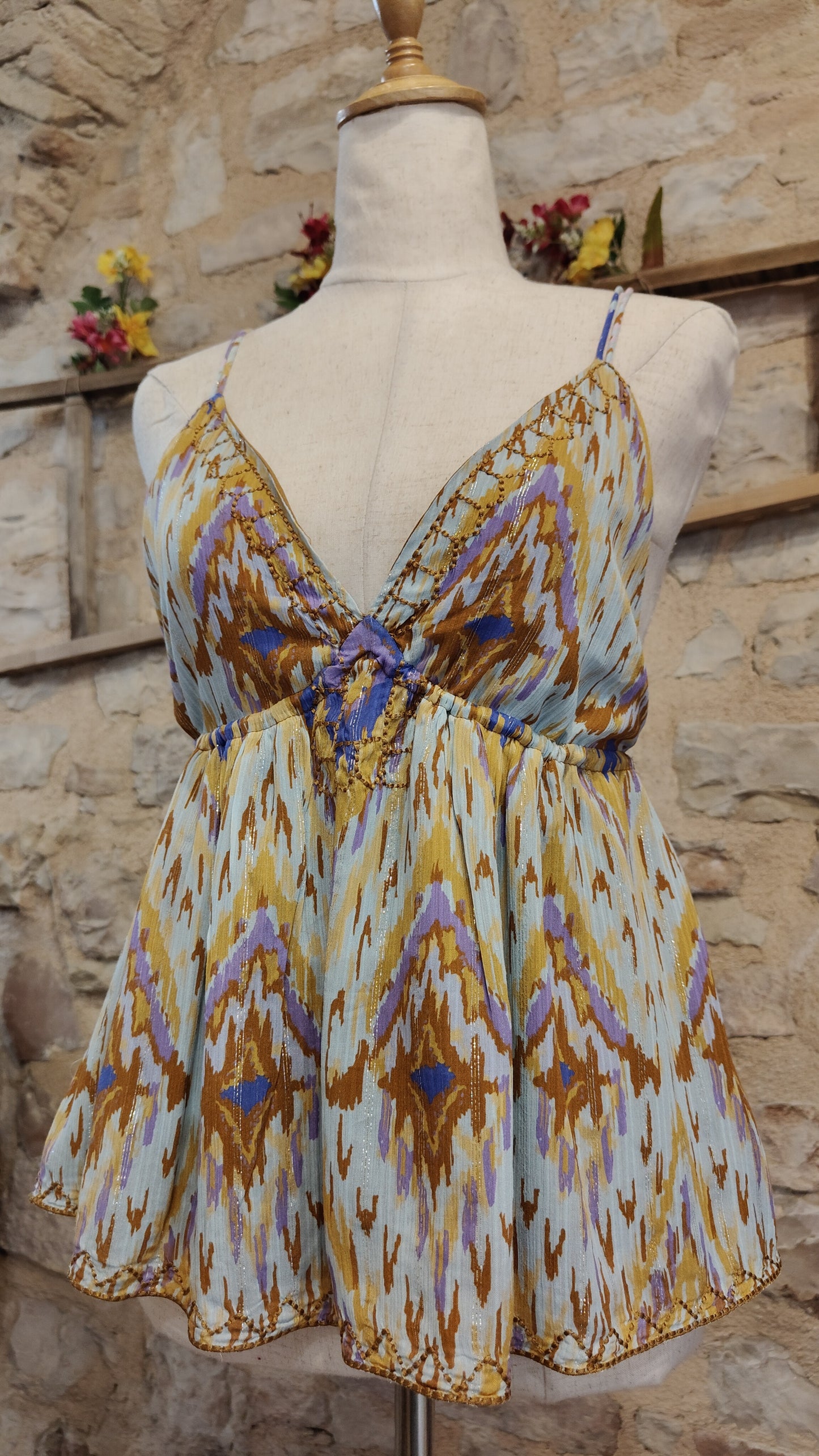 Top zig zag blu