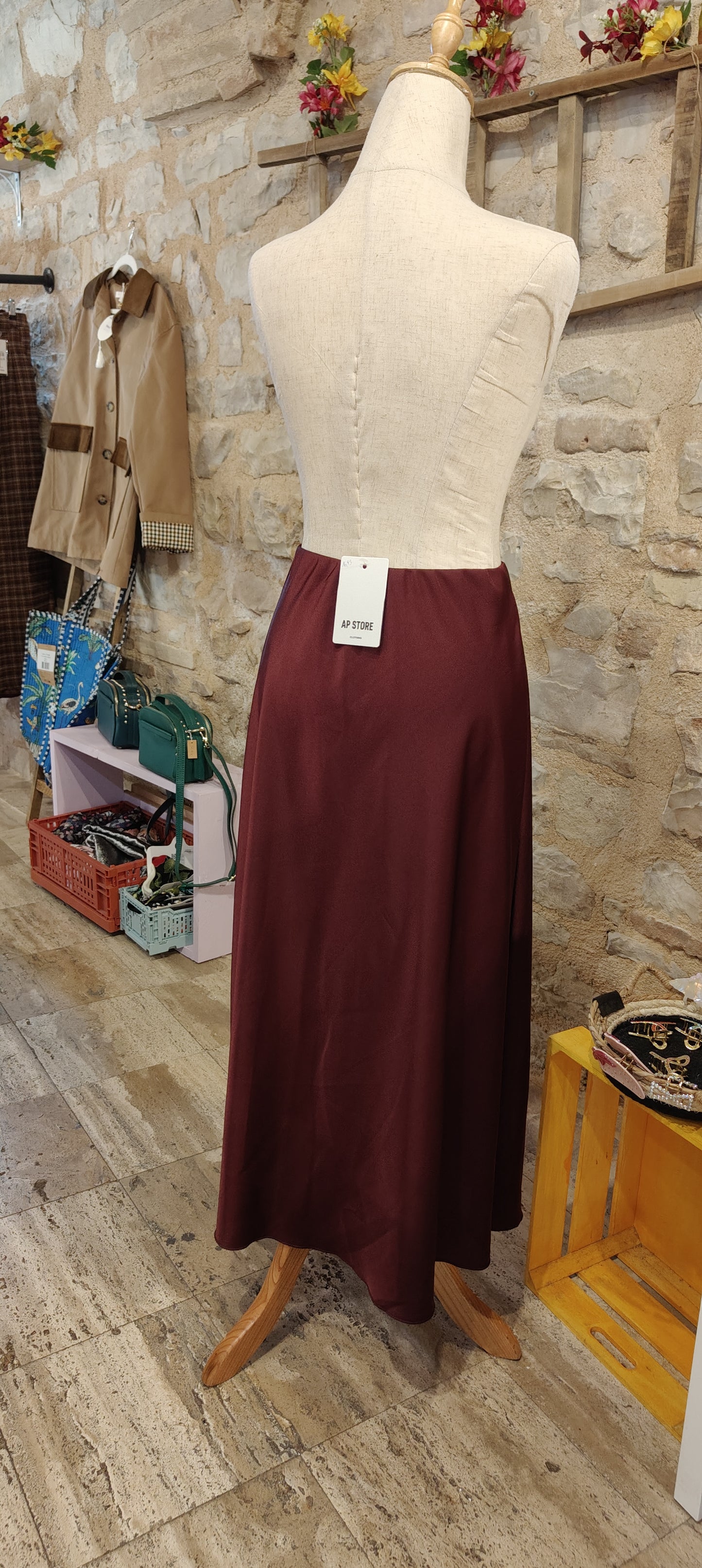 Gonna satine bordeaux
