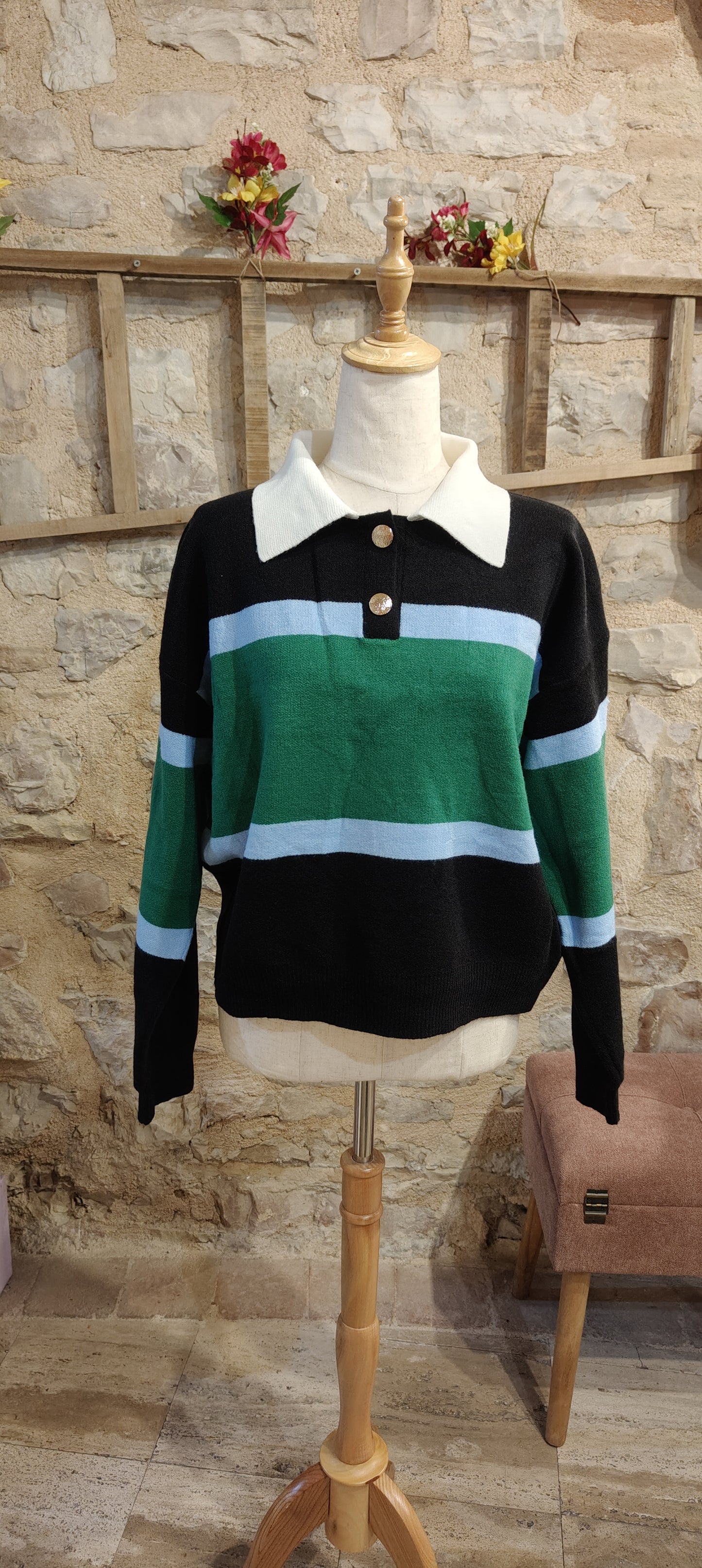 Maglioncino a righe verde