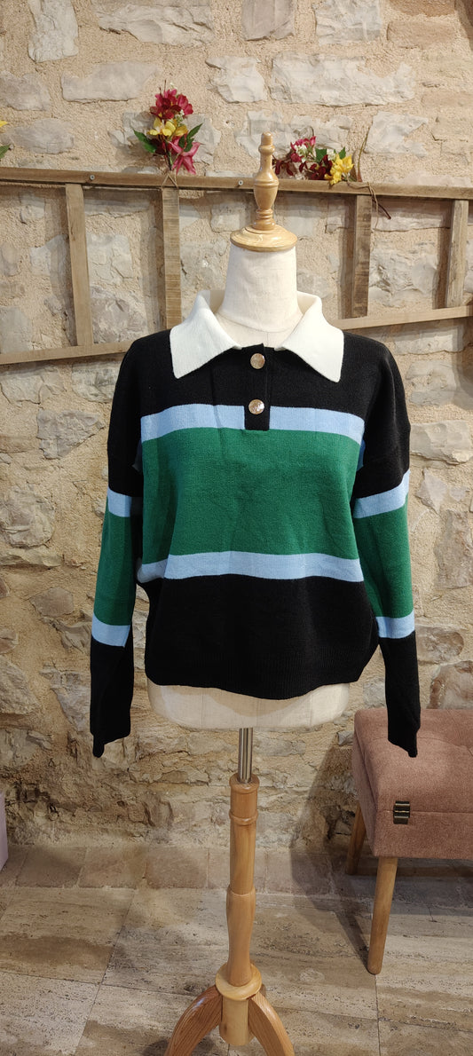 Maglioncino a righe verde