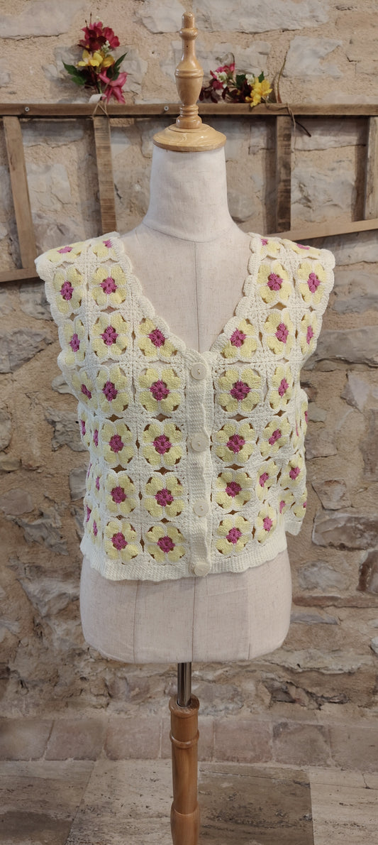 Gilet crochet giallo