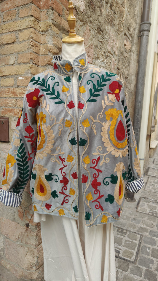 Kimono Suzani grigio