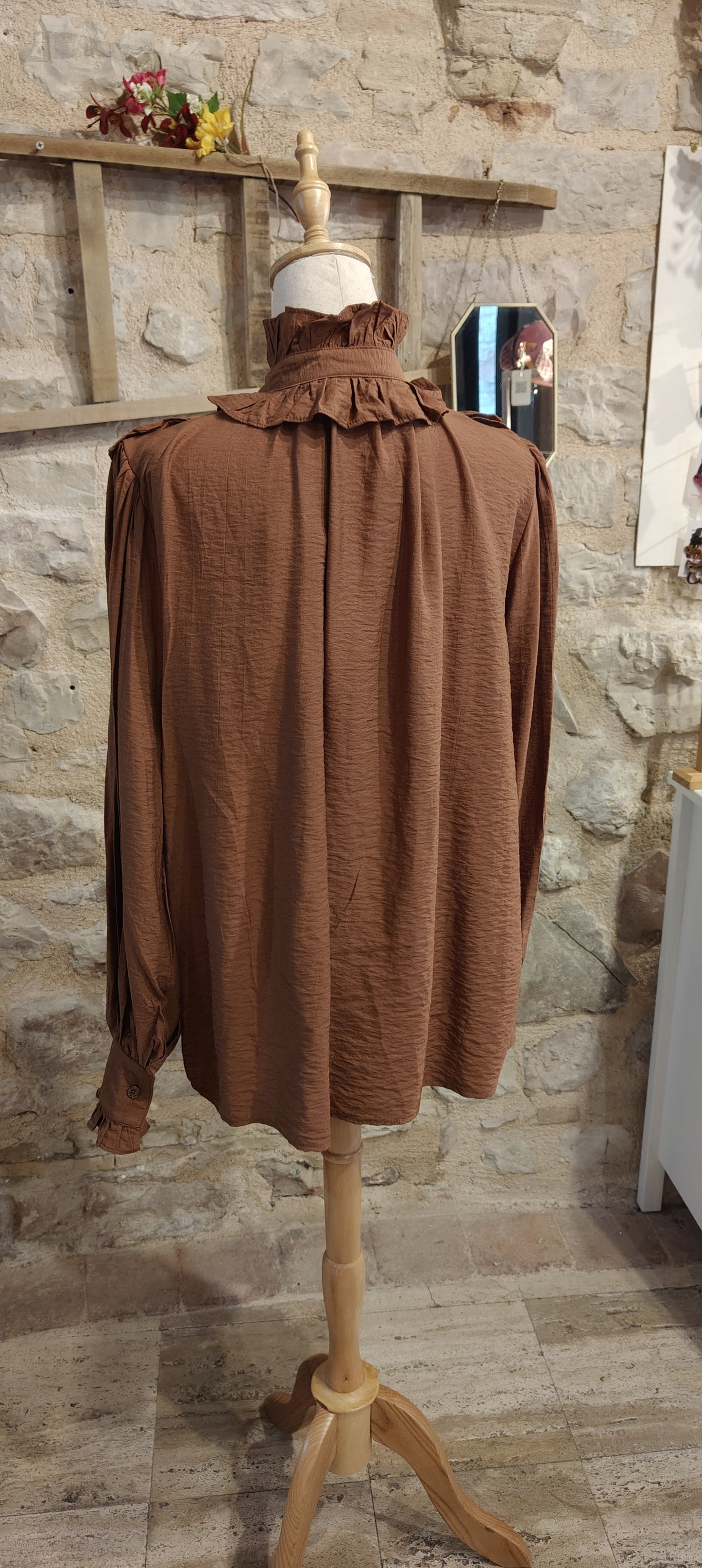 Blusa bonton marrone