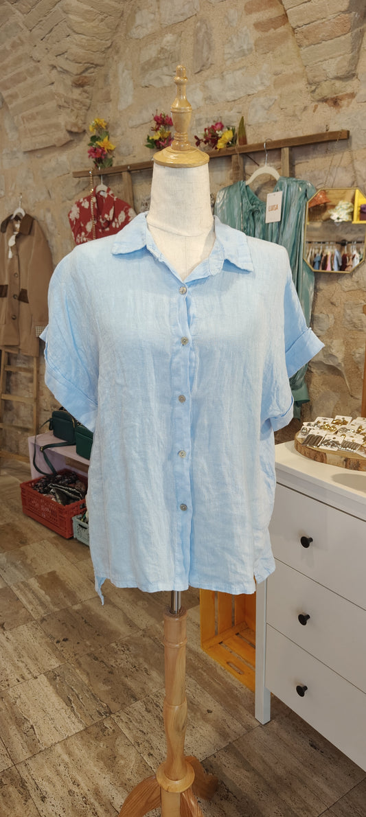 Camicia celeste lino