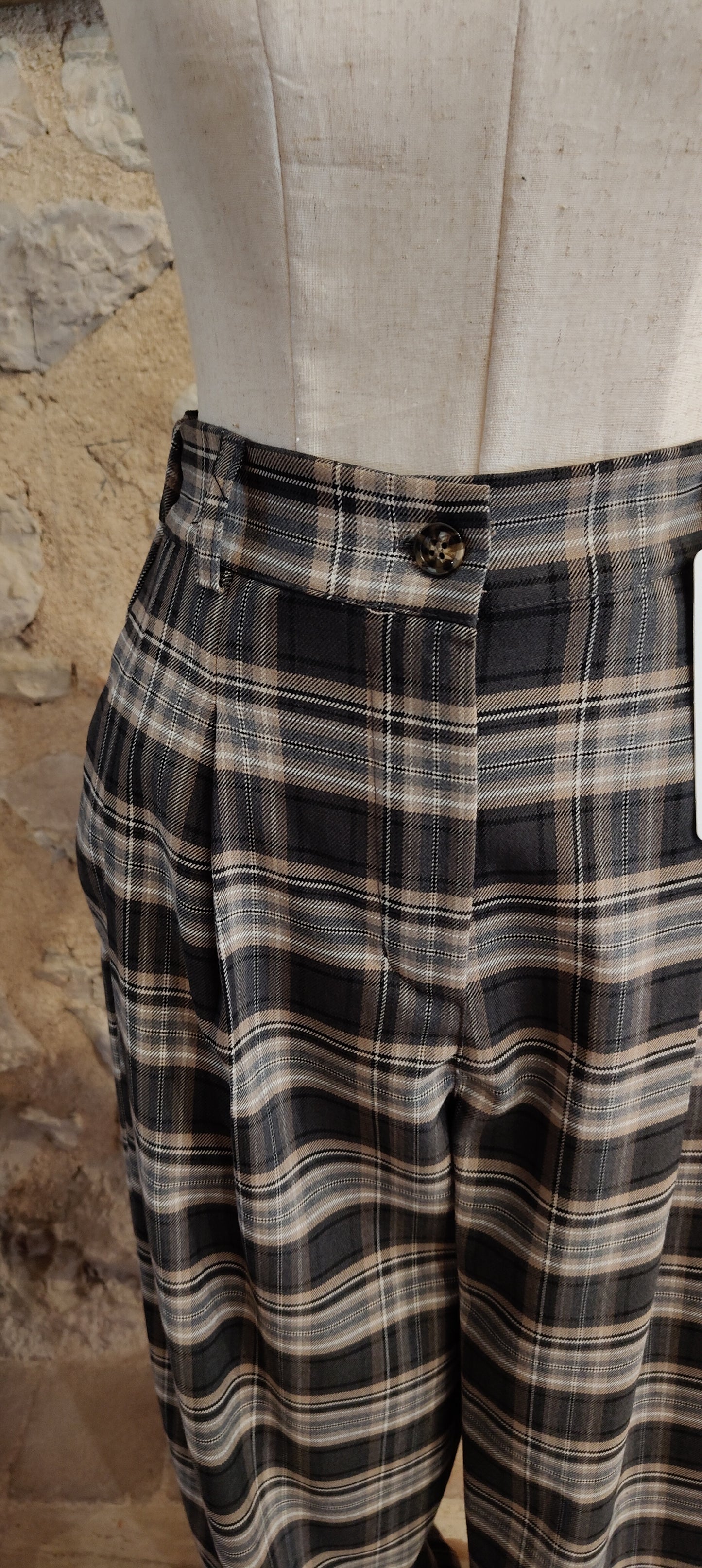 Pantalone baloon tartan beige