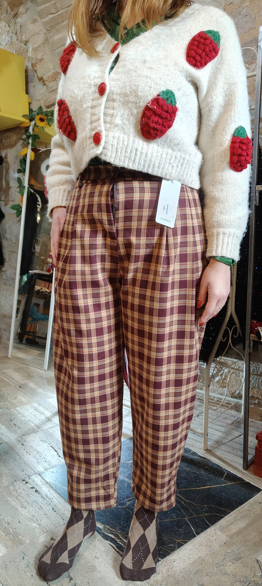 Pantaloni quadri porpora