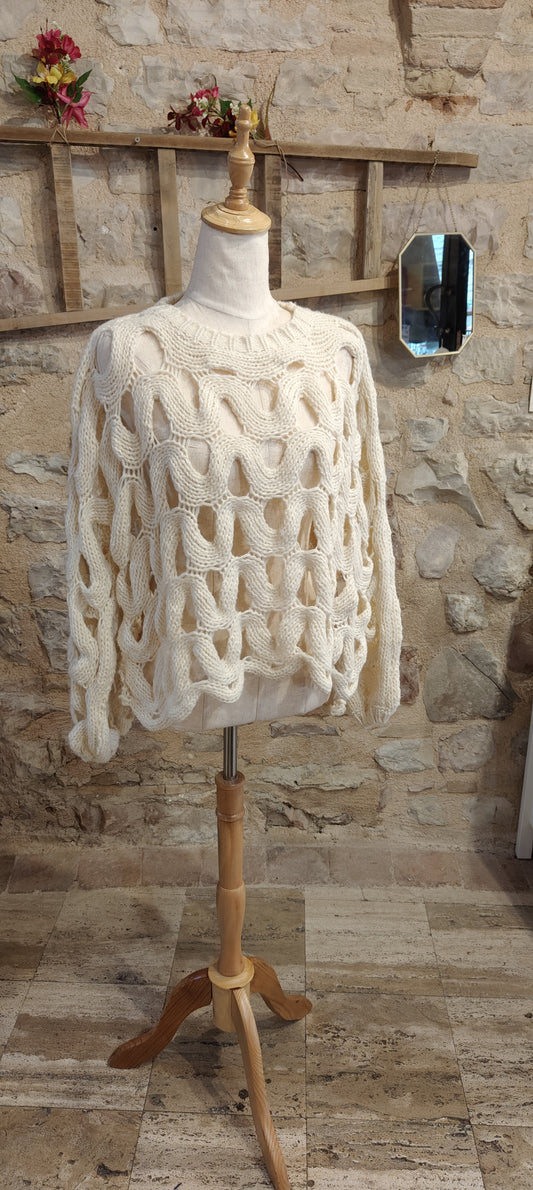 Maglione nido d'api bianco