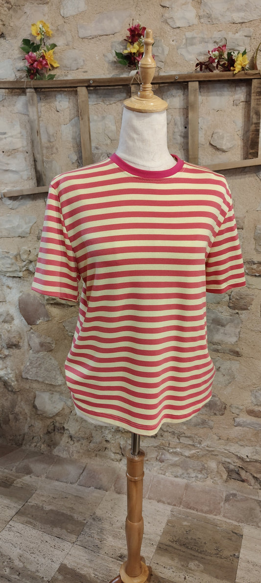 T-shirt righette ciliegia/giallo