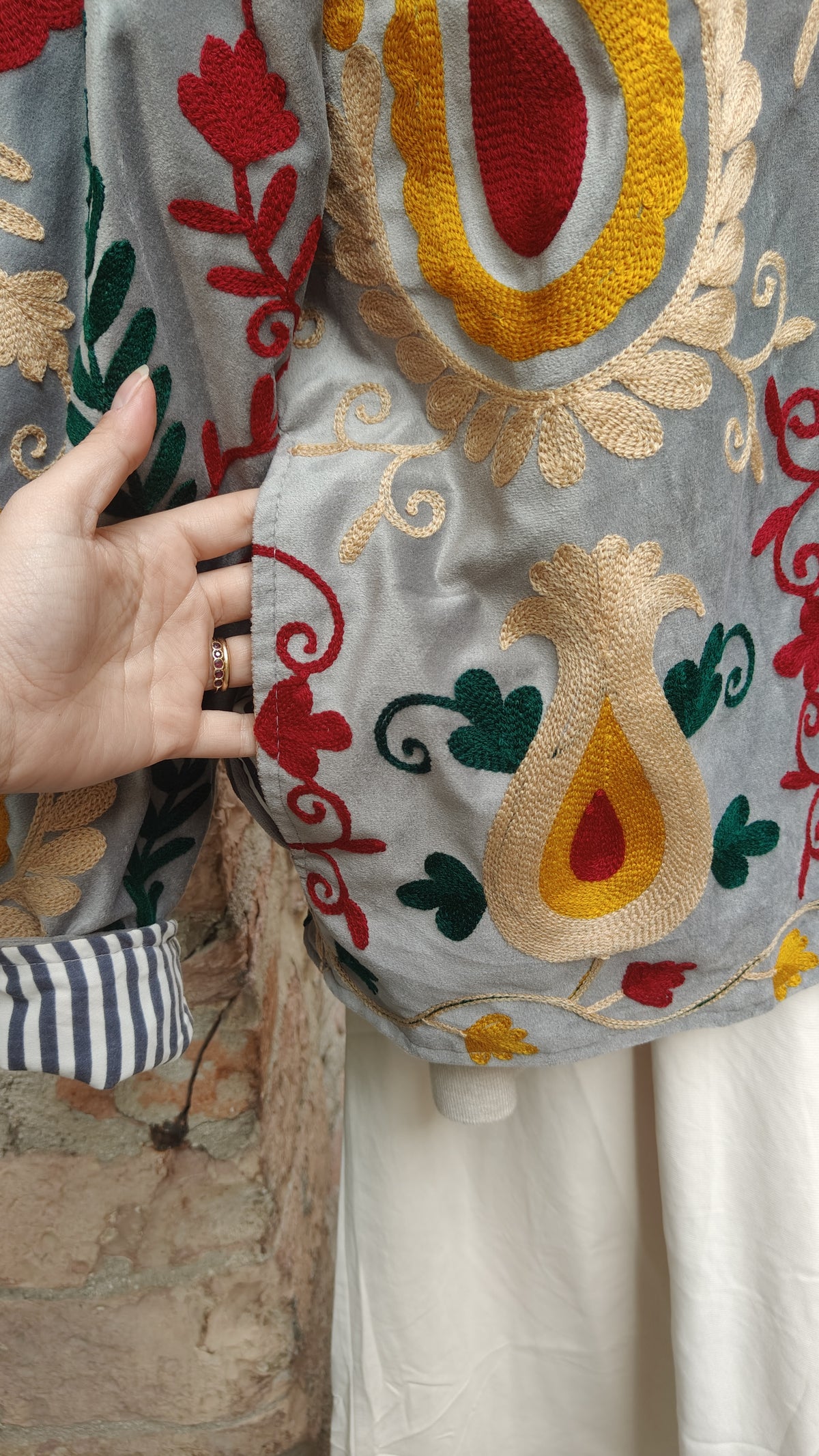 Kimono Suzani grigio
