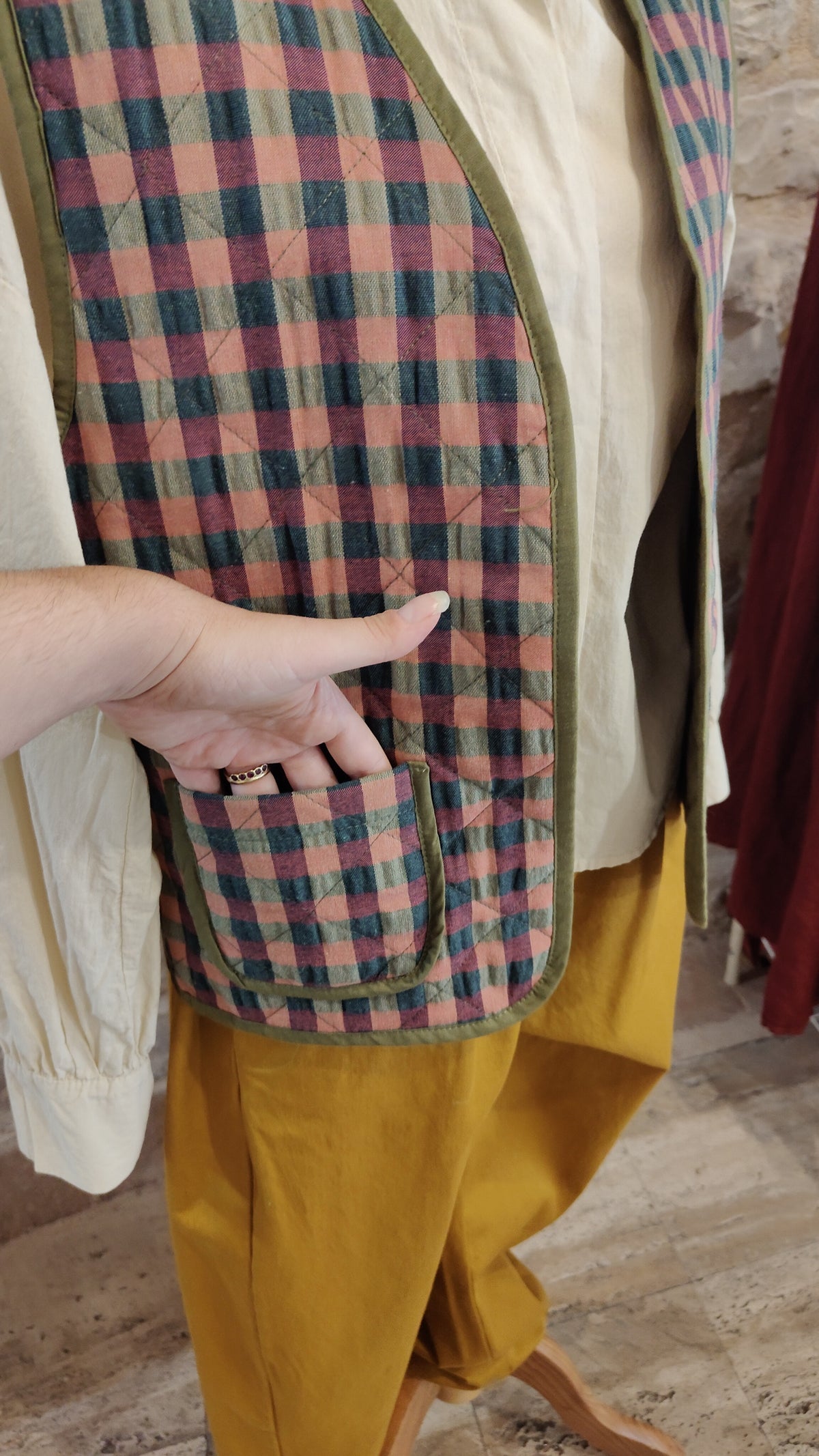 Gilet scacchetti (oliva)